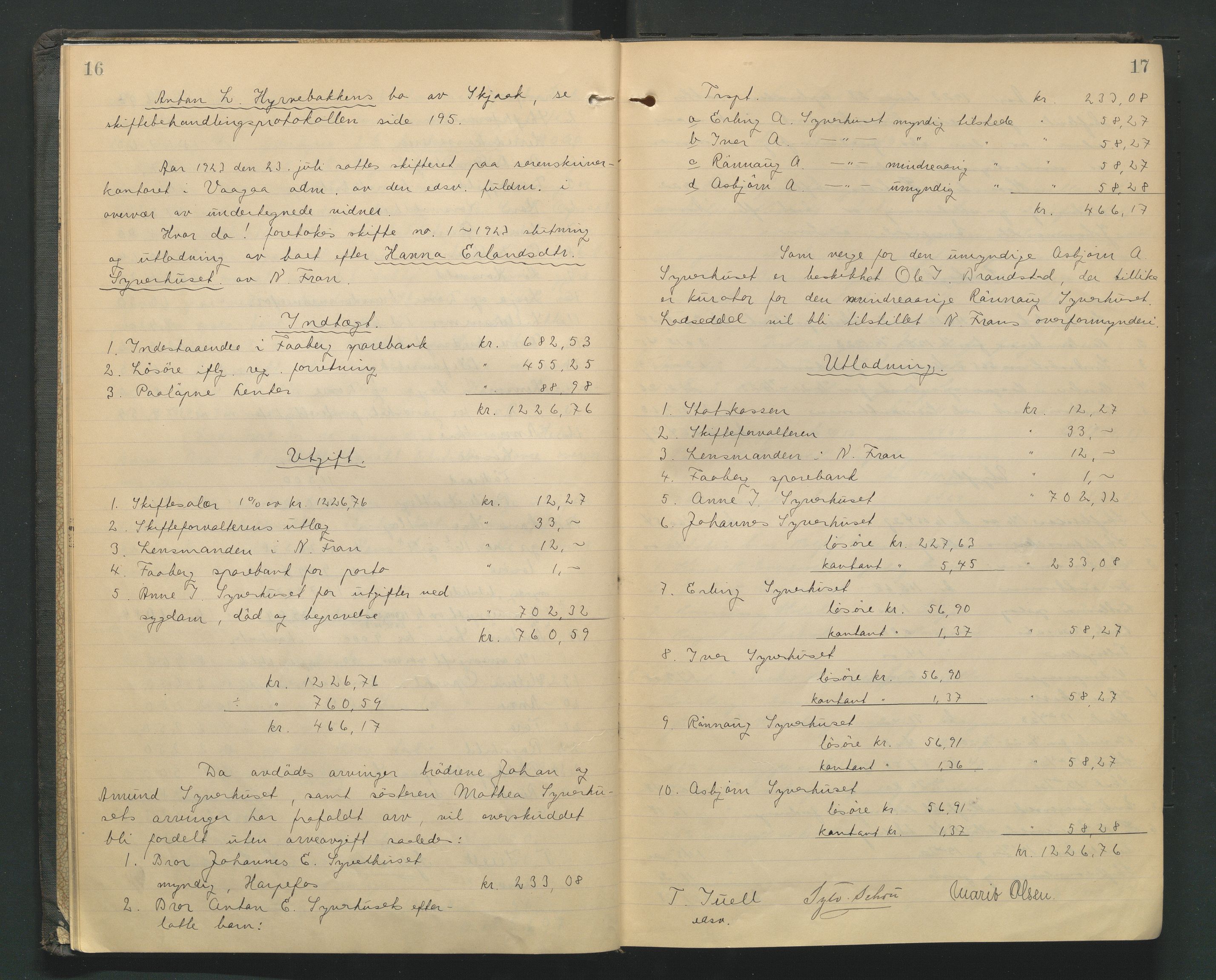 Nord-Gudbrandsdal tingrett, AV/SAH-TING-002/J/Jd/L0006: Skifteutlodningsprotokoll, 1923-1928, s. 16-17