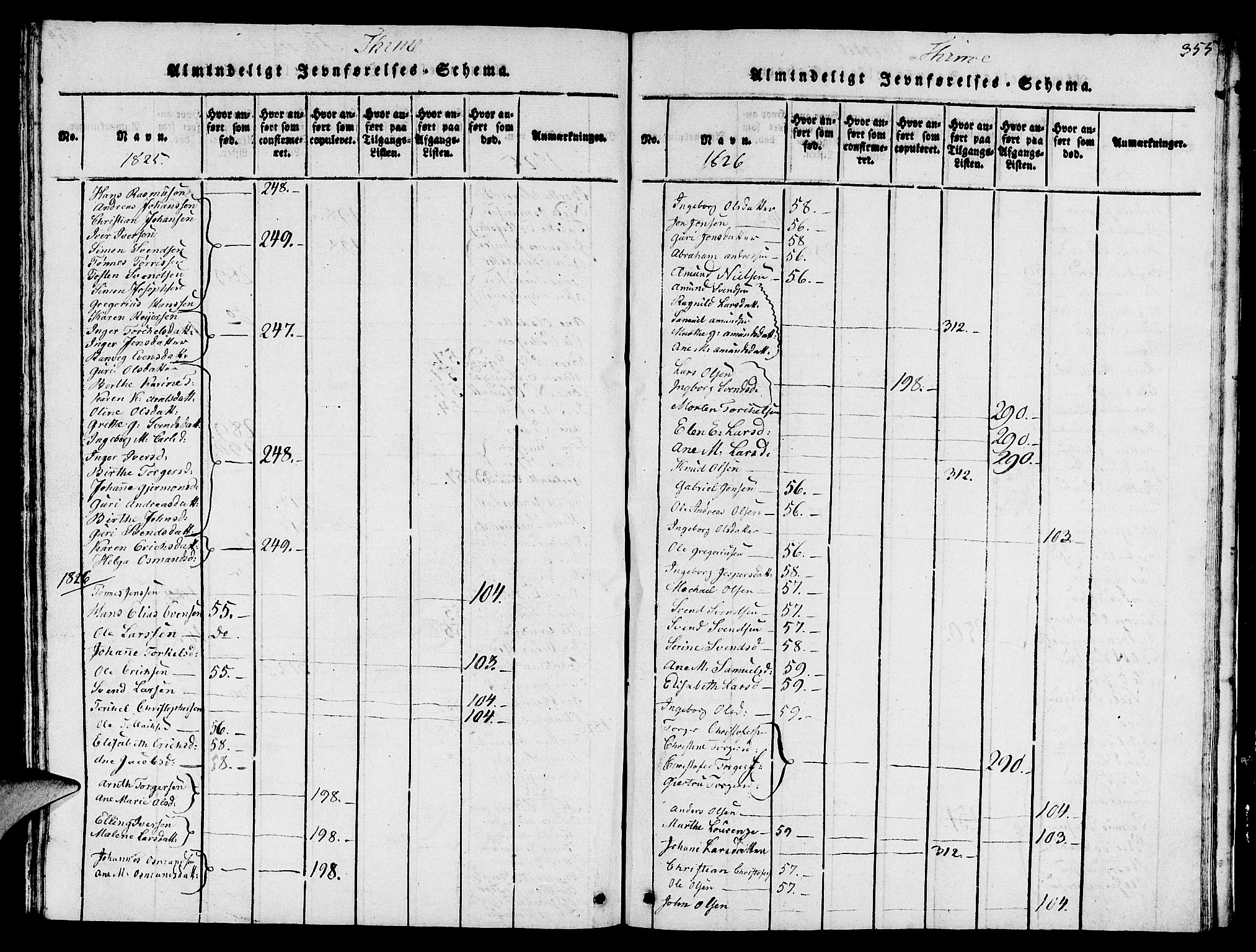 Lye sokneprestkontor, AV/SAST-A-101794/001/30BB/L0001: Klokkerbok nr. B 1 /1, 1816-1826, s. 355