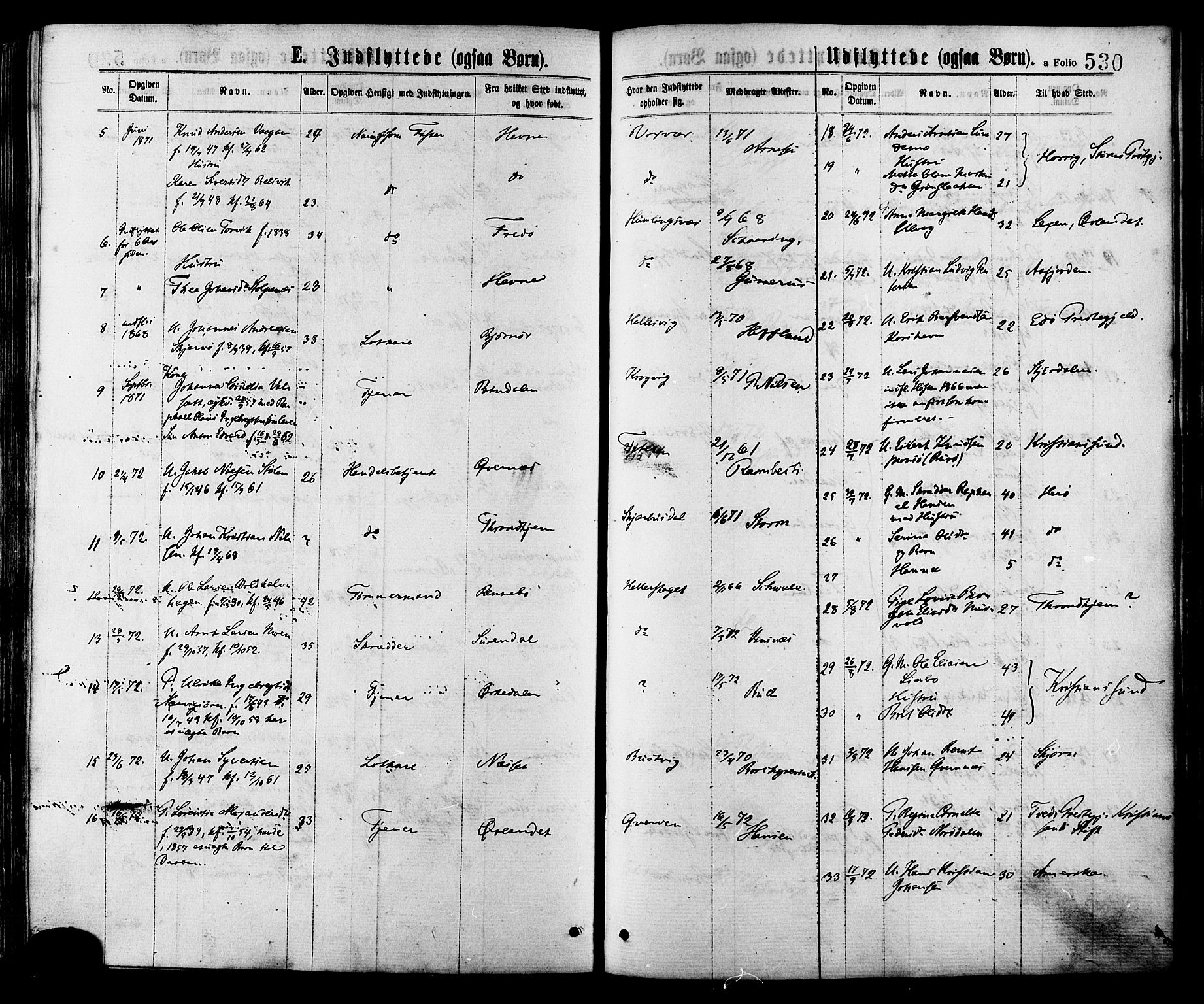 Ministerialprotokoller, klokkerbøker og fødselsregistre - Sør-Trøndelag, SAT/A-1456/634/L0532: Ministerialbok nr. 634A08, 1871-1881, s. 530