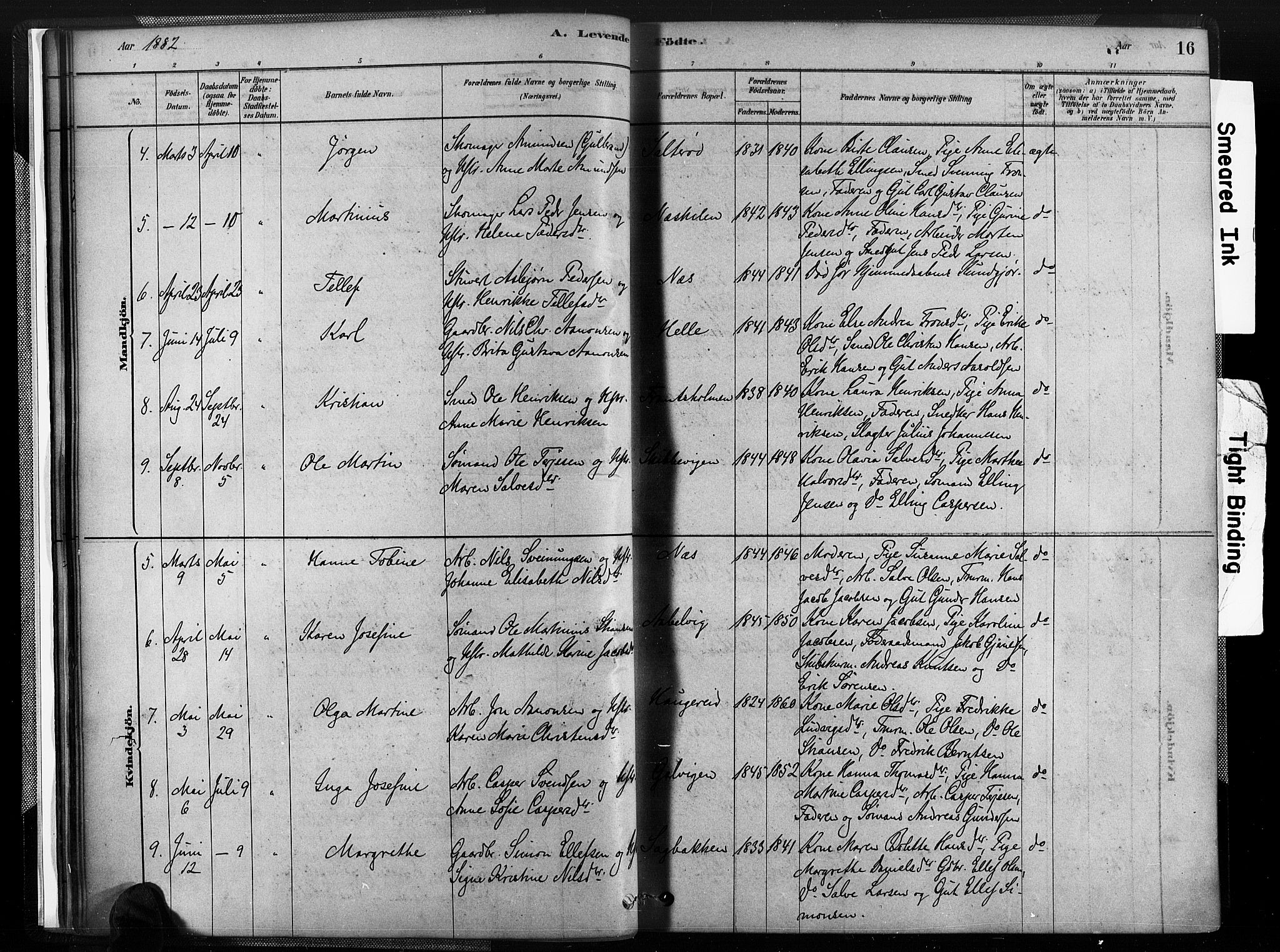 Austre Moland sokneprestkontor, AV/SAK-1111-0001/F/Fa/Fab/L0001: Ministerialbok nr. A 1, 1878-1898, s. 16