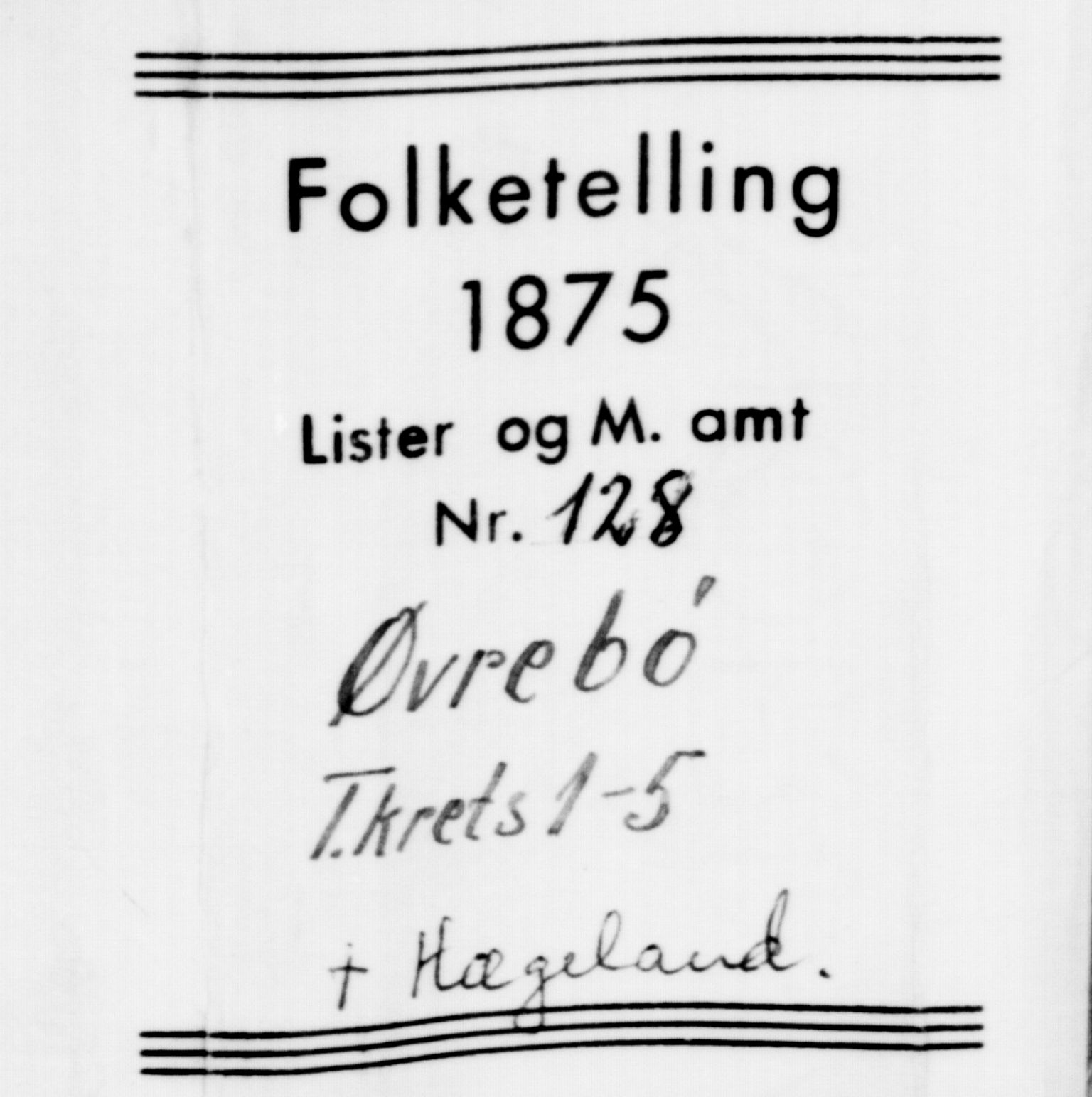 SAK, Folketelling 1875 for 1016P Øvrebø prestegjeld, 1875, s. 31