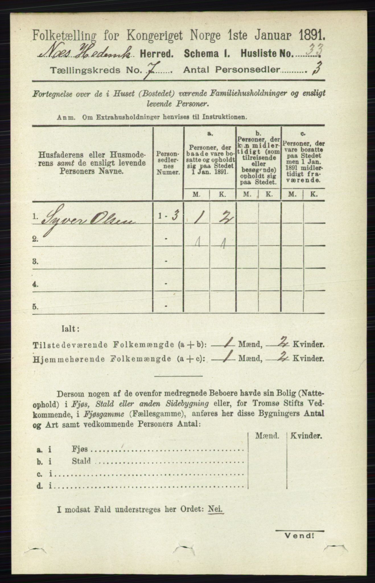 RA, Folketelling 1891 for 0411 Nes herred, 1891, s. 3861
