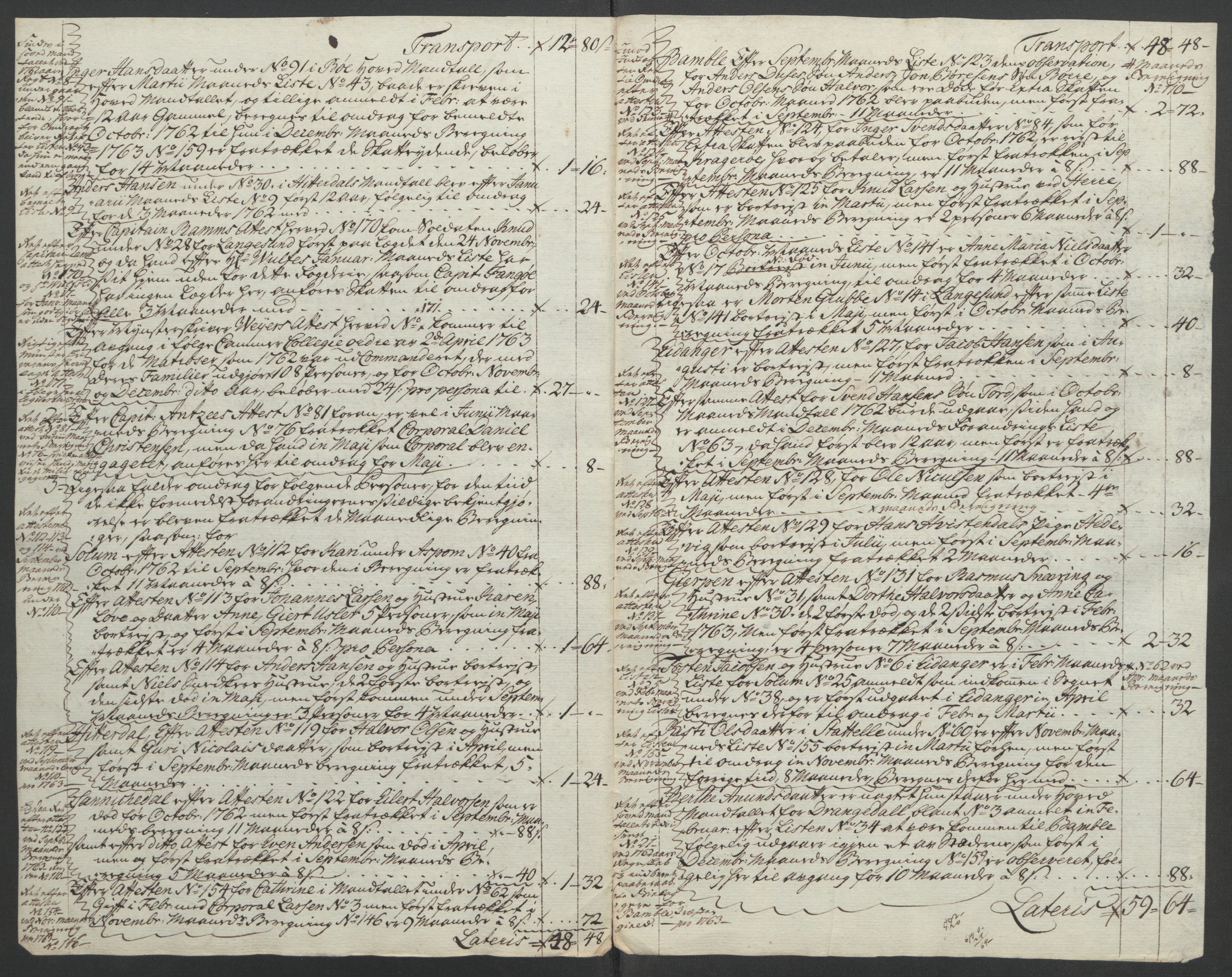 Rentekammeret inntil 1814, Reviderte regnskaper, Fogderegnskap, RA/EA-4092/R37/L2239: Ekstraskatten Nedre Telemark og Bamble, 1762-1763, s. 762