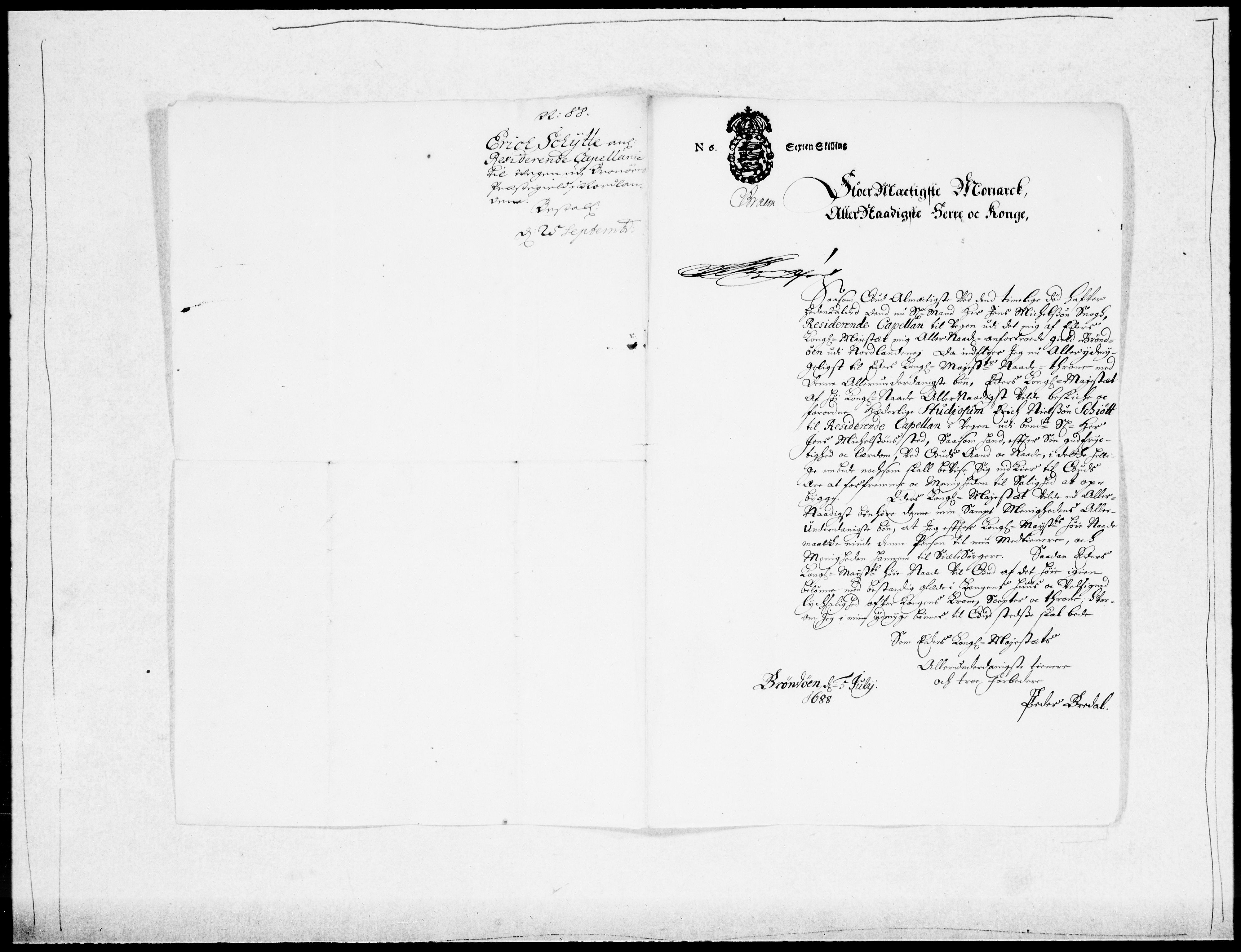 Danske Kanselli 1572-1799, AV/RA-EA-3023/F/Fc/Fcc/Fcca/L0042: Norske innlegg 1572-1799, 1688-1689, s. 41
