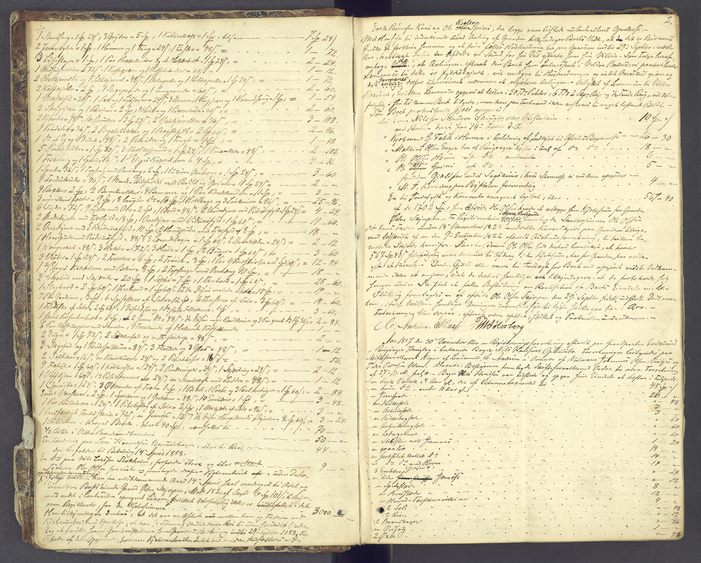 Nord-Hedmark sorenskriveri, AV/SAH-TING-012/J/Jb/L0001: Skifteregistreringsprotokoll - Ringsaker, 1857-1875, s. 1b-2a