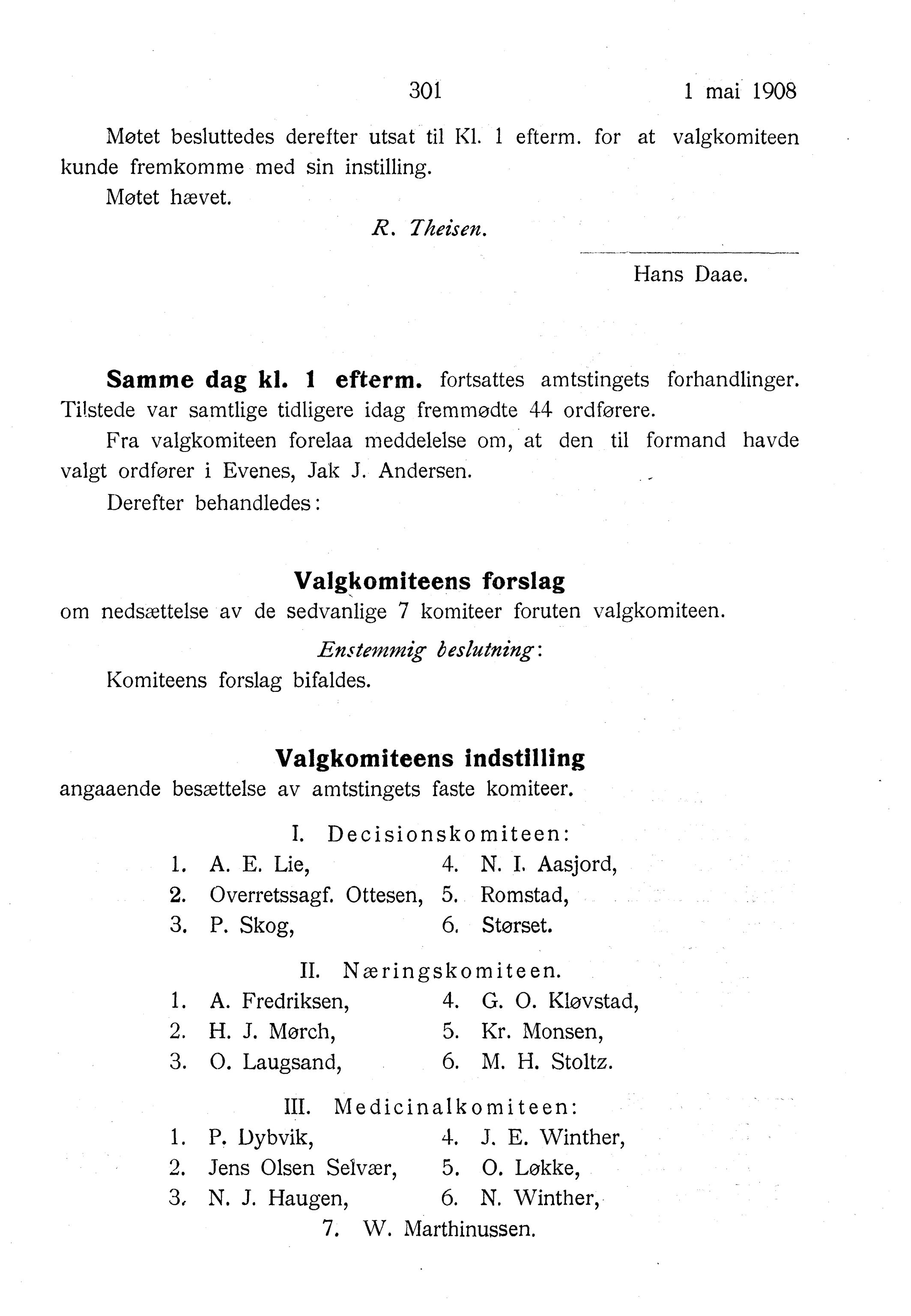 Nordland Fylkeskommune. Fylkestinget, AIN/NFK-17/176/A/Ac/L0031: Fylkestingsforhandlinger 1908, 1908