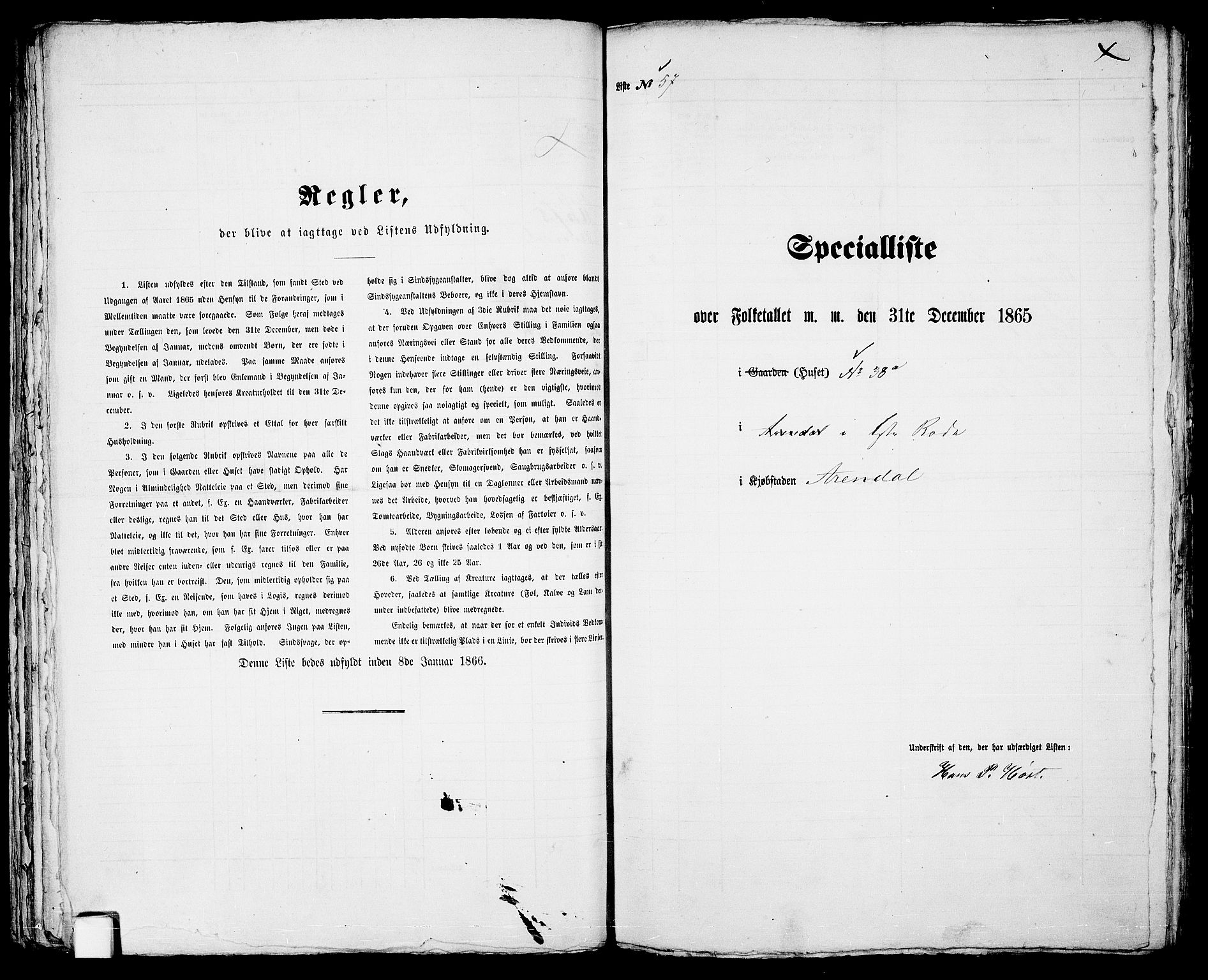 RA, Folketelling 1865 for 0903P Arendal prestegjeld, 1865, s. 117
