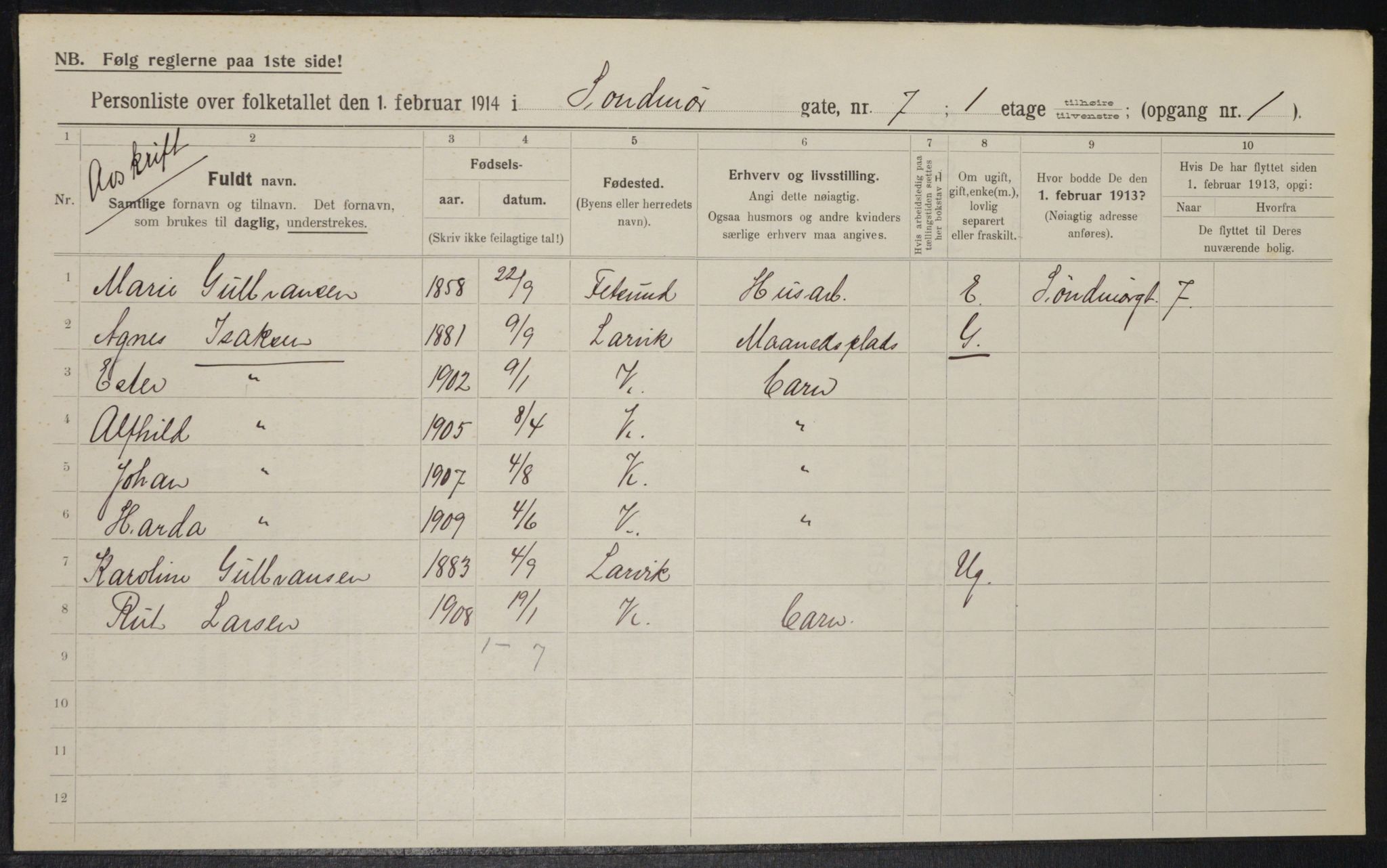 OBA, Kommunal folketelling 1.2.1914 for Kristiania, 1914, s. 105445