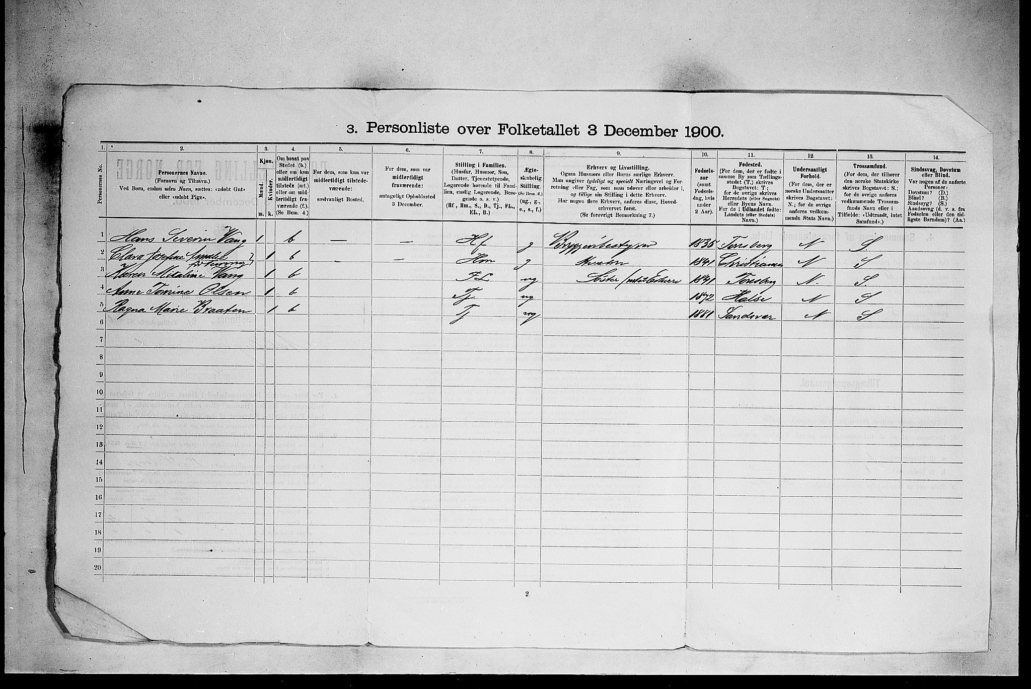 SAO, Folketelling 1900 for 0301 Kristiania kjøpstad, 1900, s. 6
