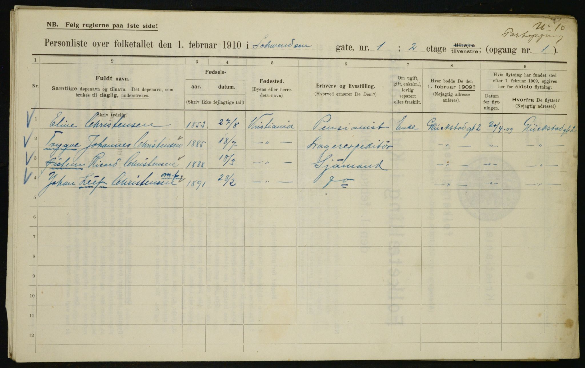 OBA, Kommunal folketelling 1.2.1910 for Kristiania, 1910, s. 88508