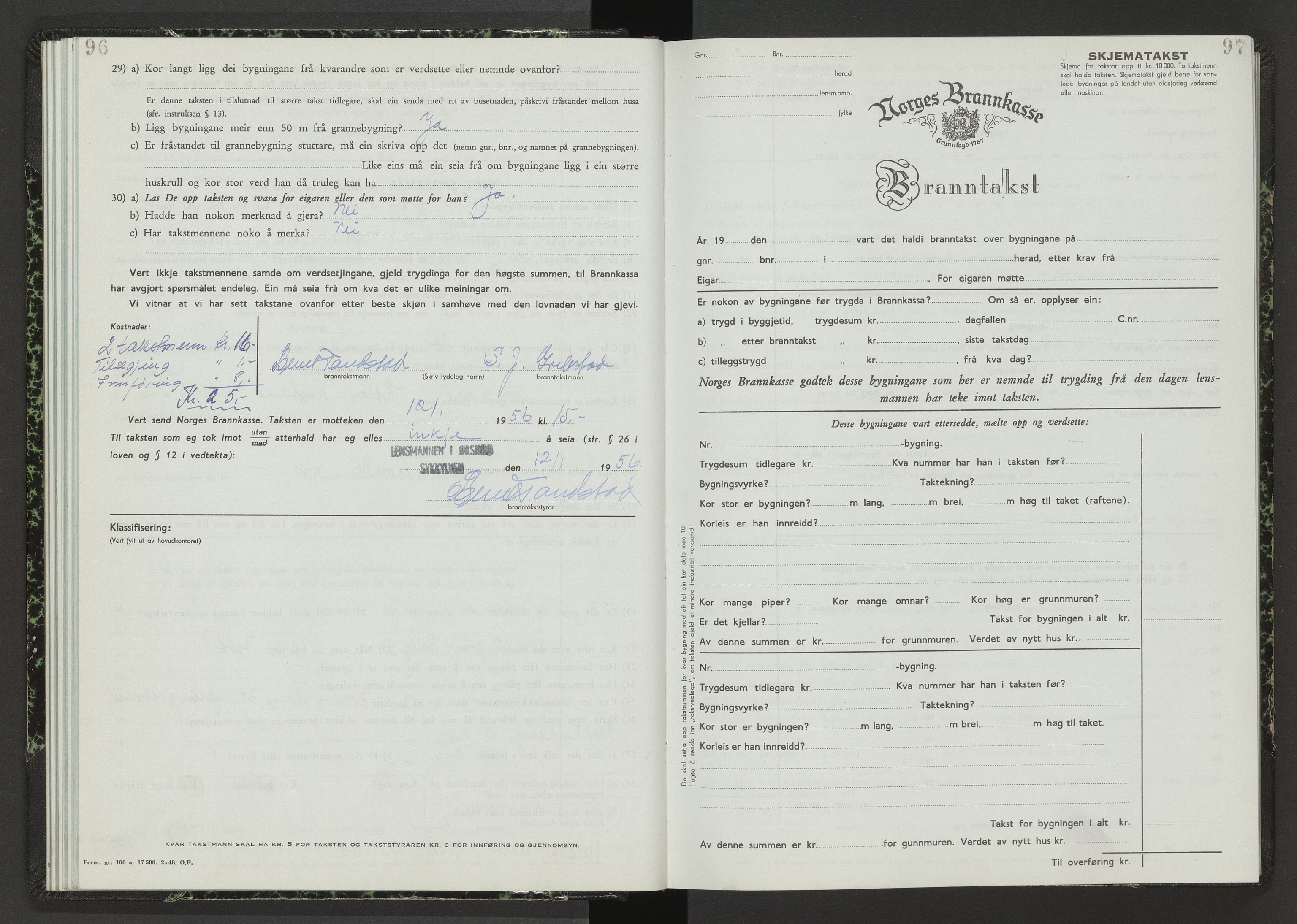 Norges Brannkasse Ørskog, AV/SAT-A-5493/Fb/L0002: Branntakstprotokoll, 1950-1956, s. 96-97