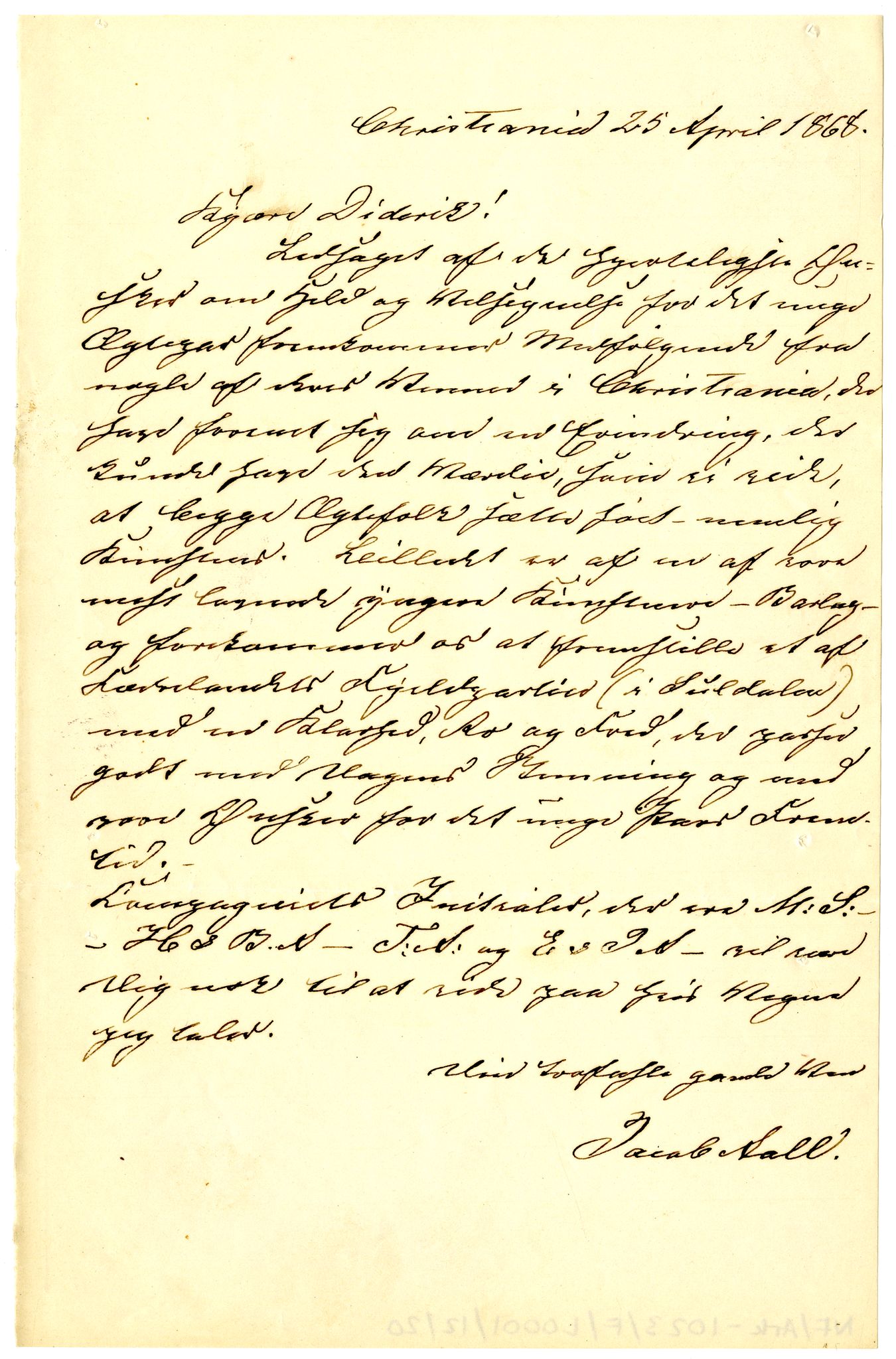 Diderik Maria Aalls brevsamling, NF/Ark-1023/F/L0001: D.M. Aalls brevsamling. A - B, 1738-1889, s. 124