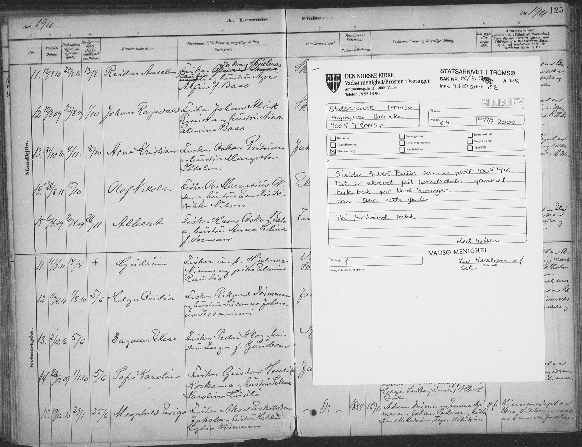 Vadsø sokneprestkontor, AV/SATØ-S-1325/H/Ha/L0009kirke: Ministerialbok nr. 9, 1881-1917, s. 125