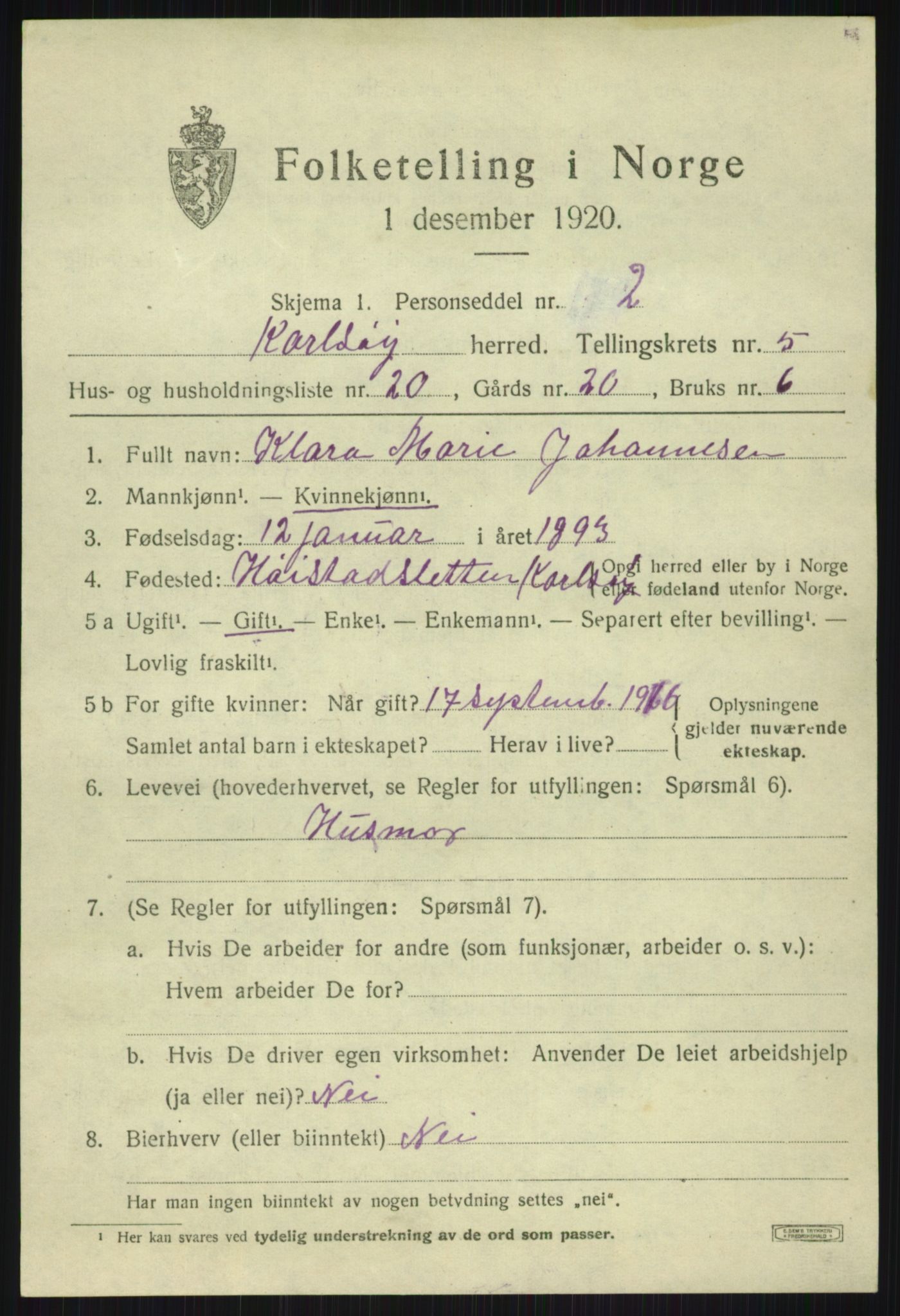 SATØ, Folketelling 1920 for 1936 Karlsøy herred, 1920, s. 2447