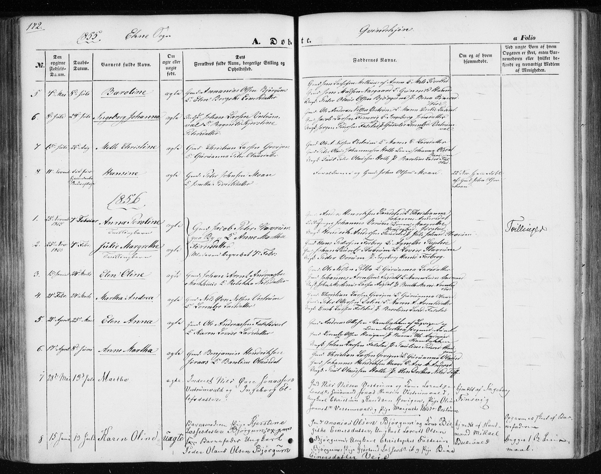 Ministerialprotokoller, klokkerbøker og fødselsregistre - Nord-Trøndelag, AV/SAT-A-1458/717/L0154: Ministerialbok nr. 717A07 /3, 1850-1862, s. 172