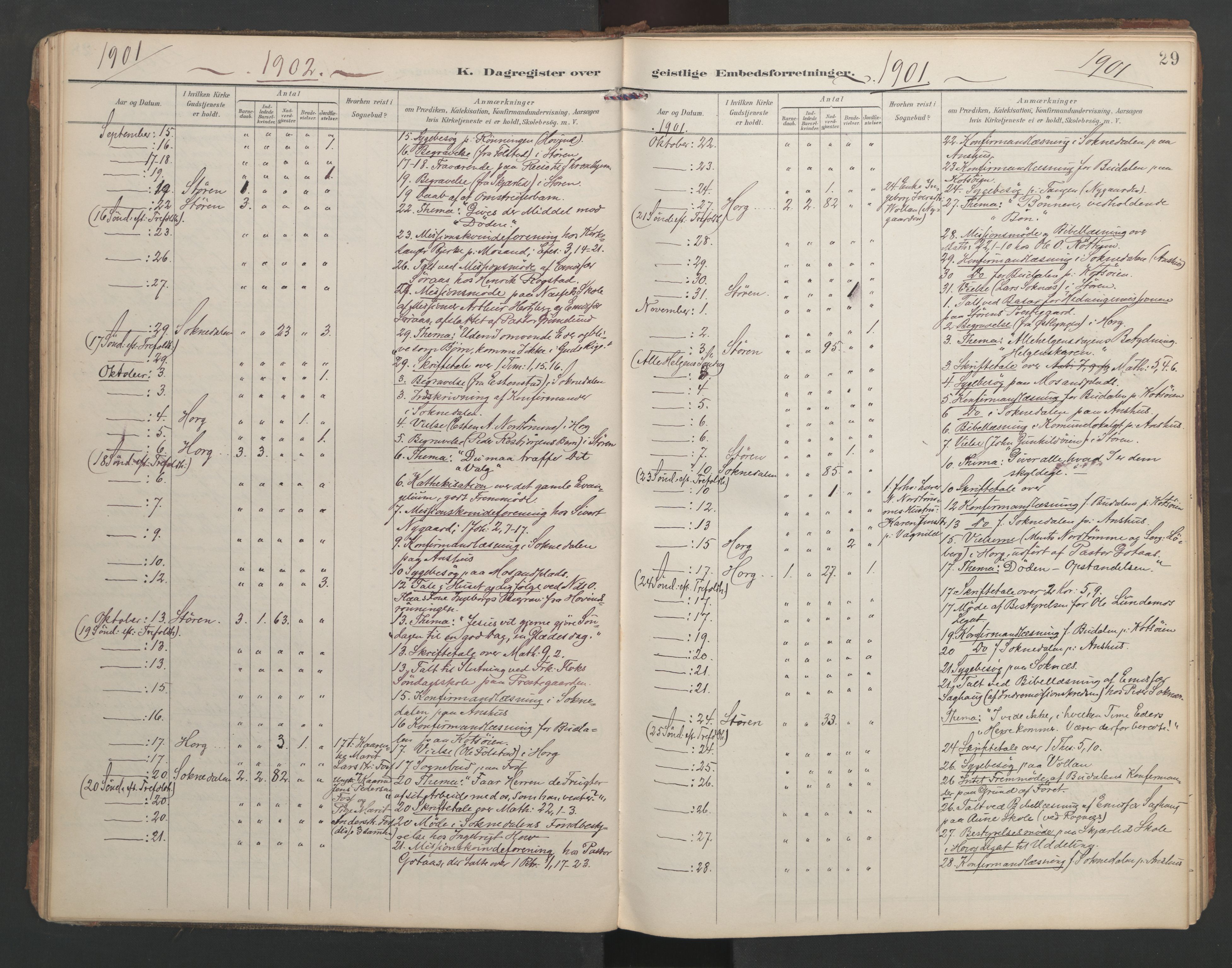 Ministerialprotokoller, klokkerbøker og fødselsregistre - Sør-Trøndelag, AV/SAT-A-1456/687/L1005: Dagsregister nr. 687A11, 1891-1912, s. 29