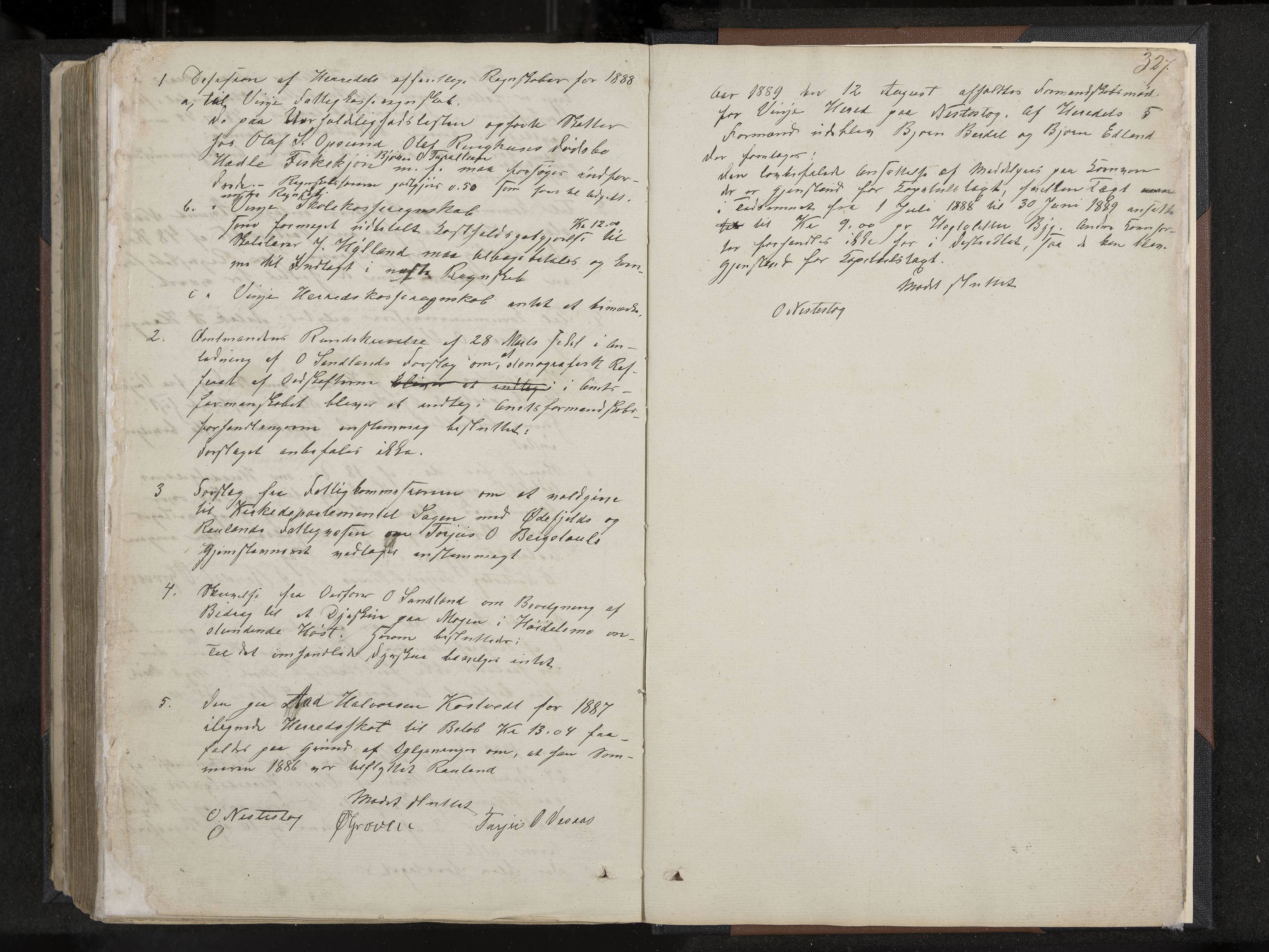 Vinje formannskap og sentraladministrasjon, IKAK/0834021-1/A/L0001: Møtebok, 1838-1889, s. 327