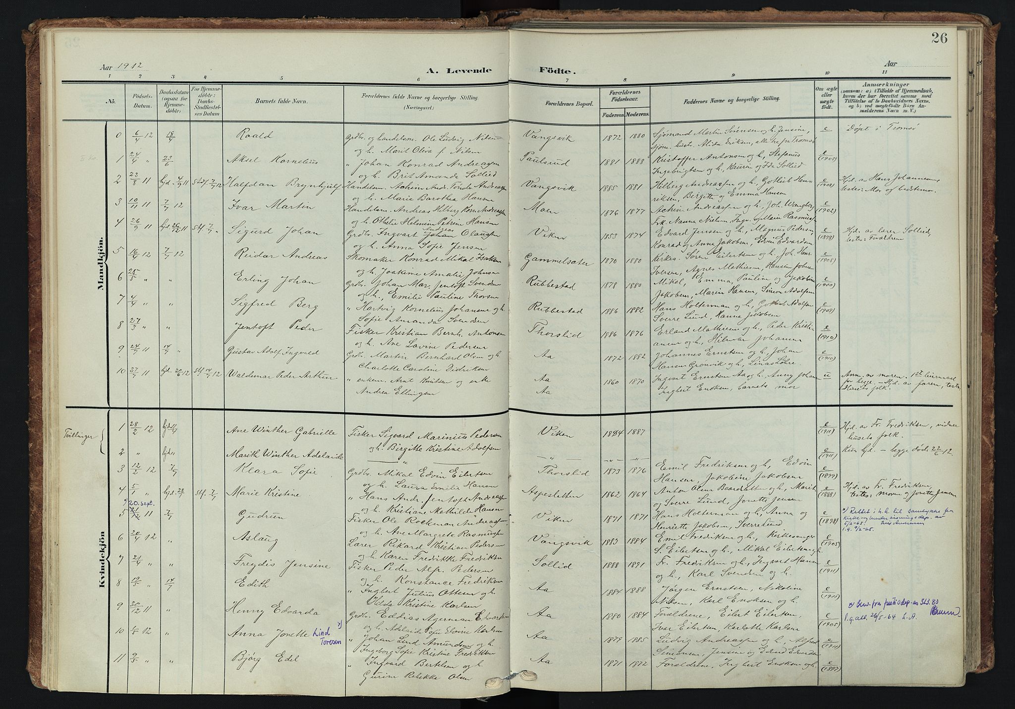 Tranøy sokneprestkontor, AV/SATØ-S-1313/I/Ia/Iaa/L0014kirke: Ministerialbok nr. 14, 1905-1919, s. 26