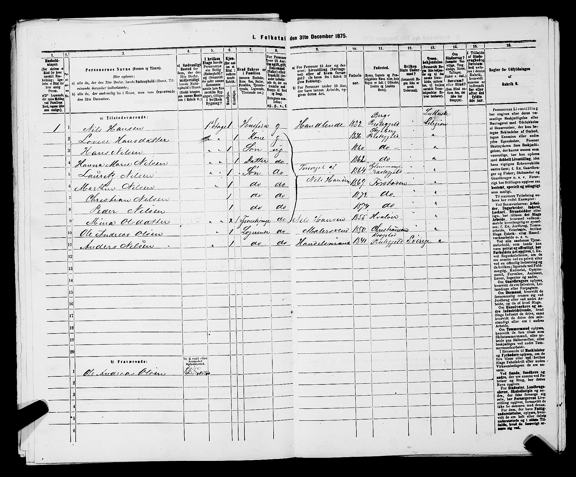RA, Folketelling 1875 for 0103B Fredrikstad prestegjeld, Fredrikstad kjøpstad, 1875, s. 920