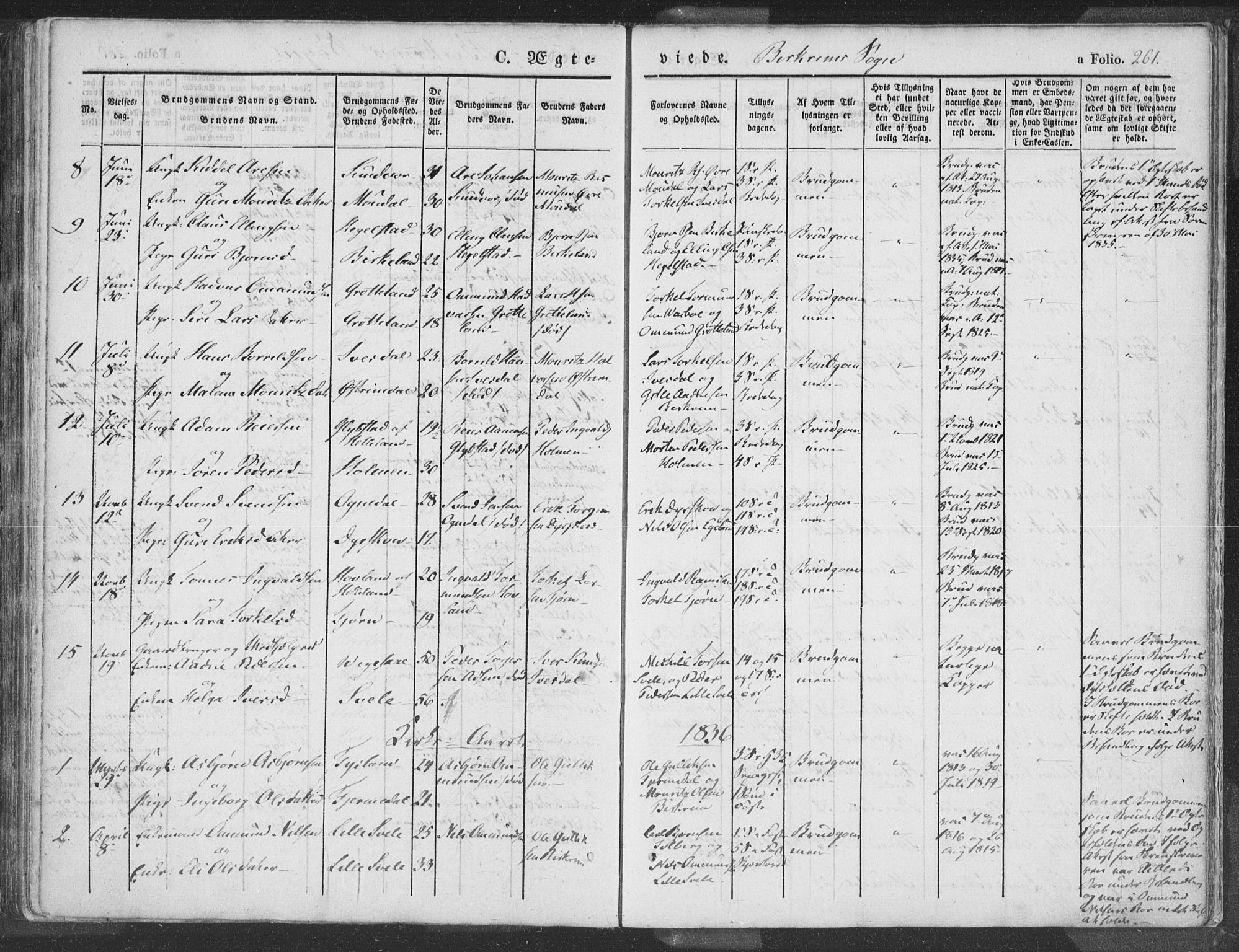 Helleland sokneprestkontor, SAST/A-101810: Ministerialbok nr. A 6.1, 1834-1863, s. 261
