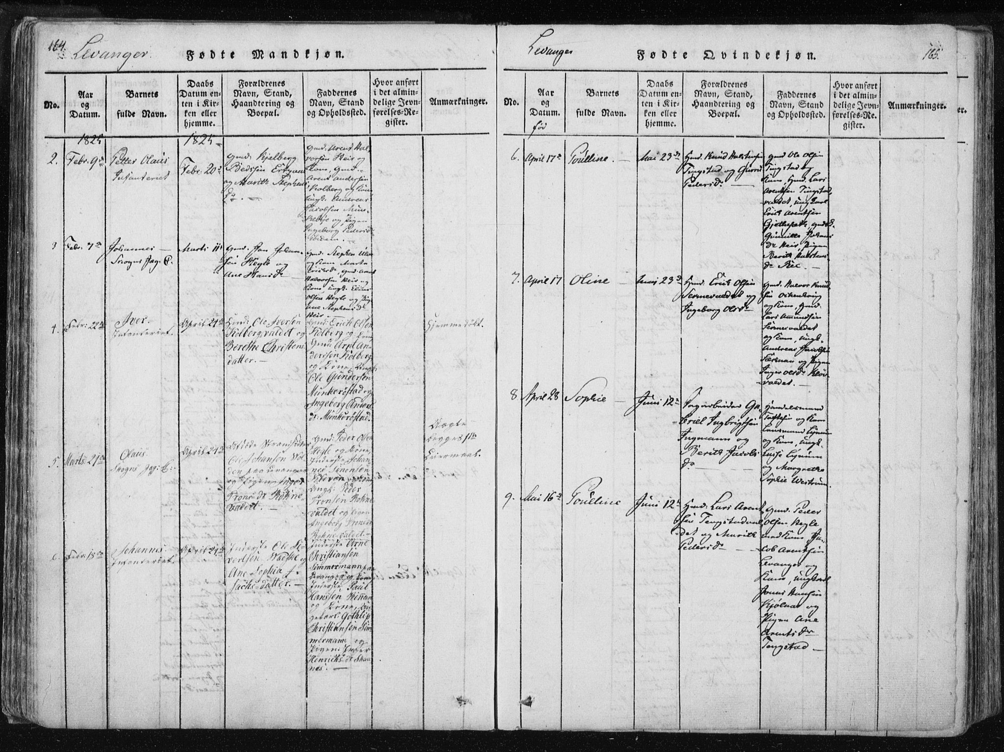 Ministerialprotokoller, klokkerbøker og fødselsregistre - Nord-Trøndelag, SAT/A-1458/717/L0148: Ministerialbok nr. 717A04 /2, 1816-1825, s. 164-165