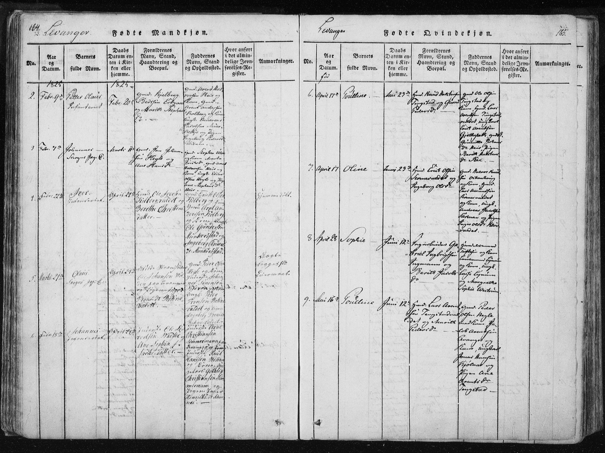 Ministerialprotokoller, klokkerbøker og fødselsregistre - Nord-Trøndelag, AV/SAT-A-1458/717/L0148: Ministerialbok nr. 717A04 /2, 1816-1825, s. 164-165