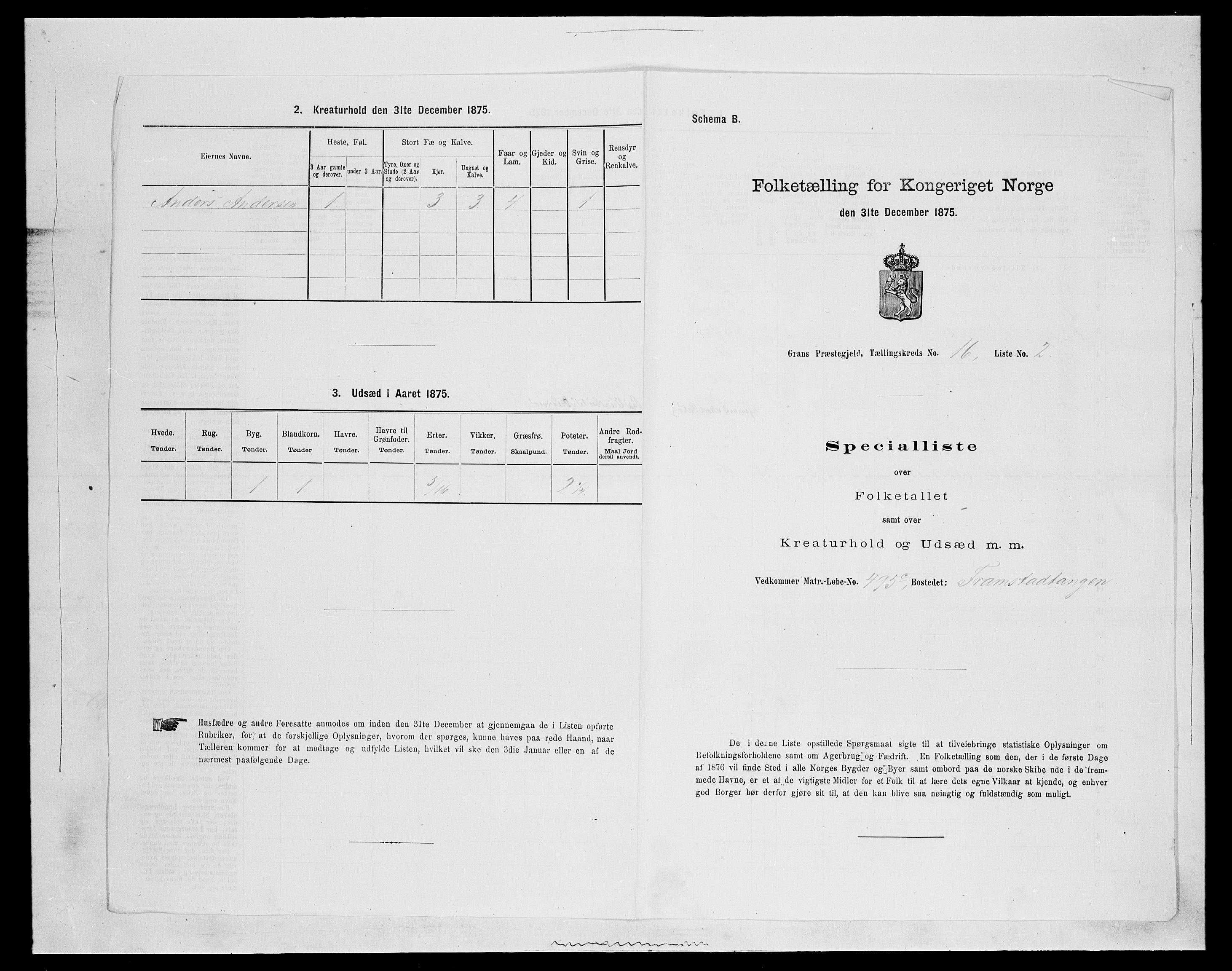 SAH, Folketelling 1875 for 0534P Gran prestegjeld, 1875, s. 2948