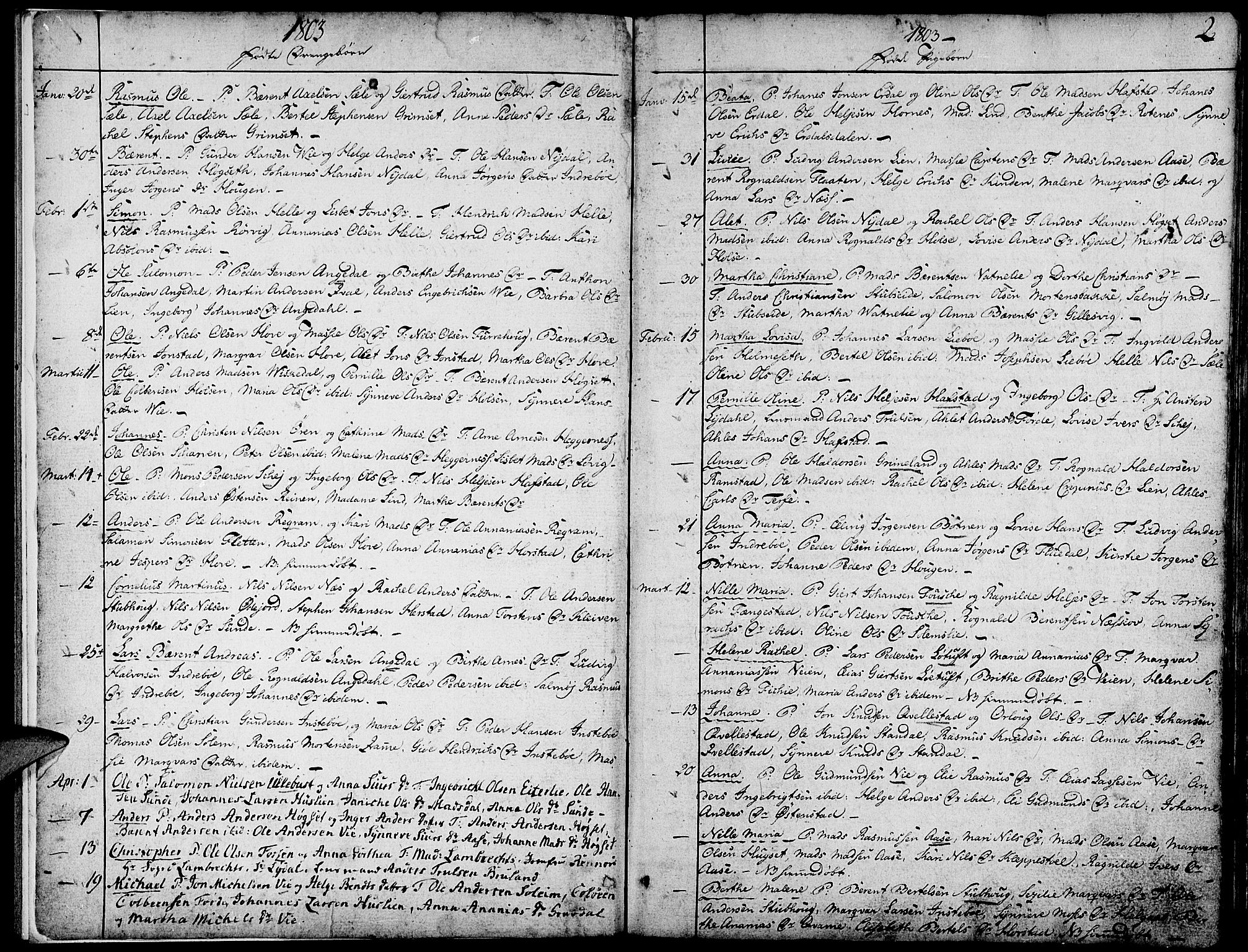 Førde sokneprestembete, AV/SAB-A-79901/H/Haa/Haaa/L0005: Ministerialbok nr. A 5, 1803-1821, s. 2