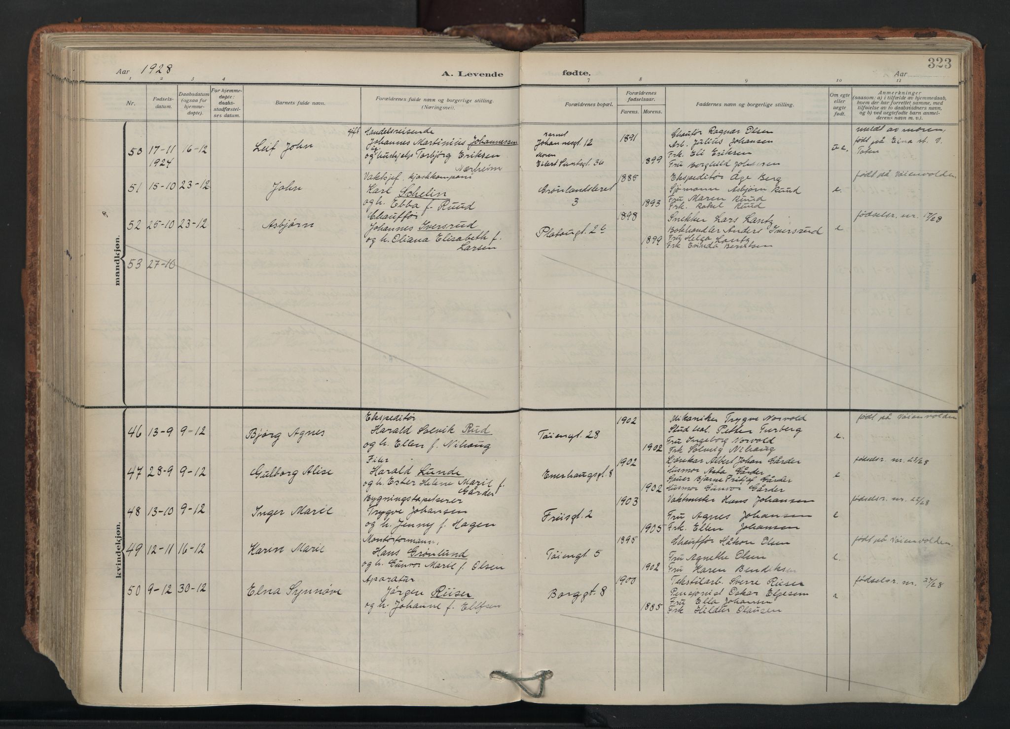 Grønland prestekontor Kirkebøker, AV/SAO-A-10848/F/Fa/L0018: Ministerialbok nr. 18, 1911-1945, s. 323