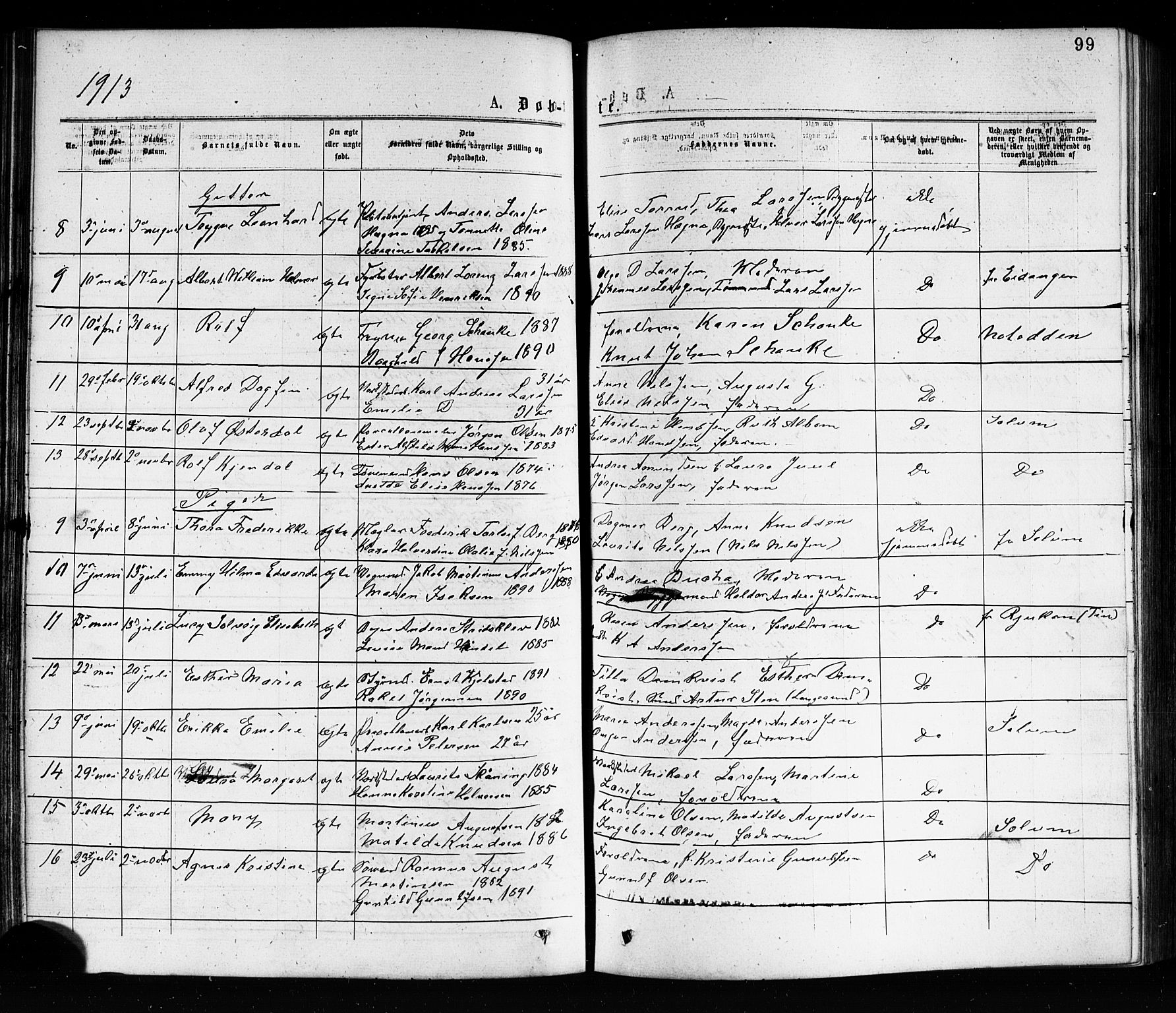 Porsgrunn kirkebøker , AV/SAKO-A-104/G/Ga/L0003: Klokkerbok nr. I 3, 1877-1915, s. 99