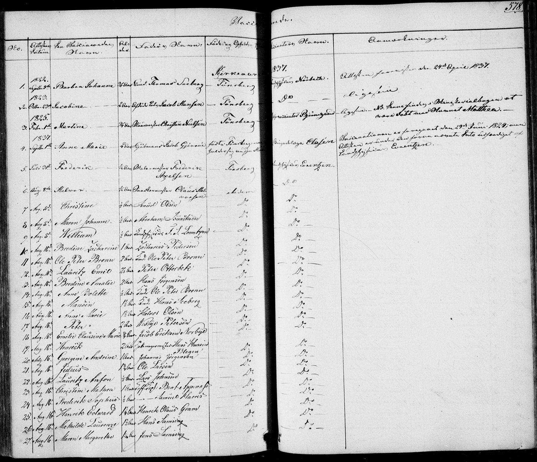 Tønsberg kirkebøker, AV/SAKO-A-330/F/Fa/L0006: Ministerialbok nr. I 6, 1836-1844, s. 578