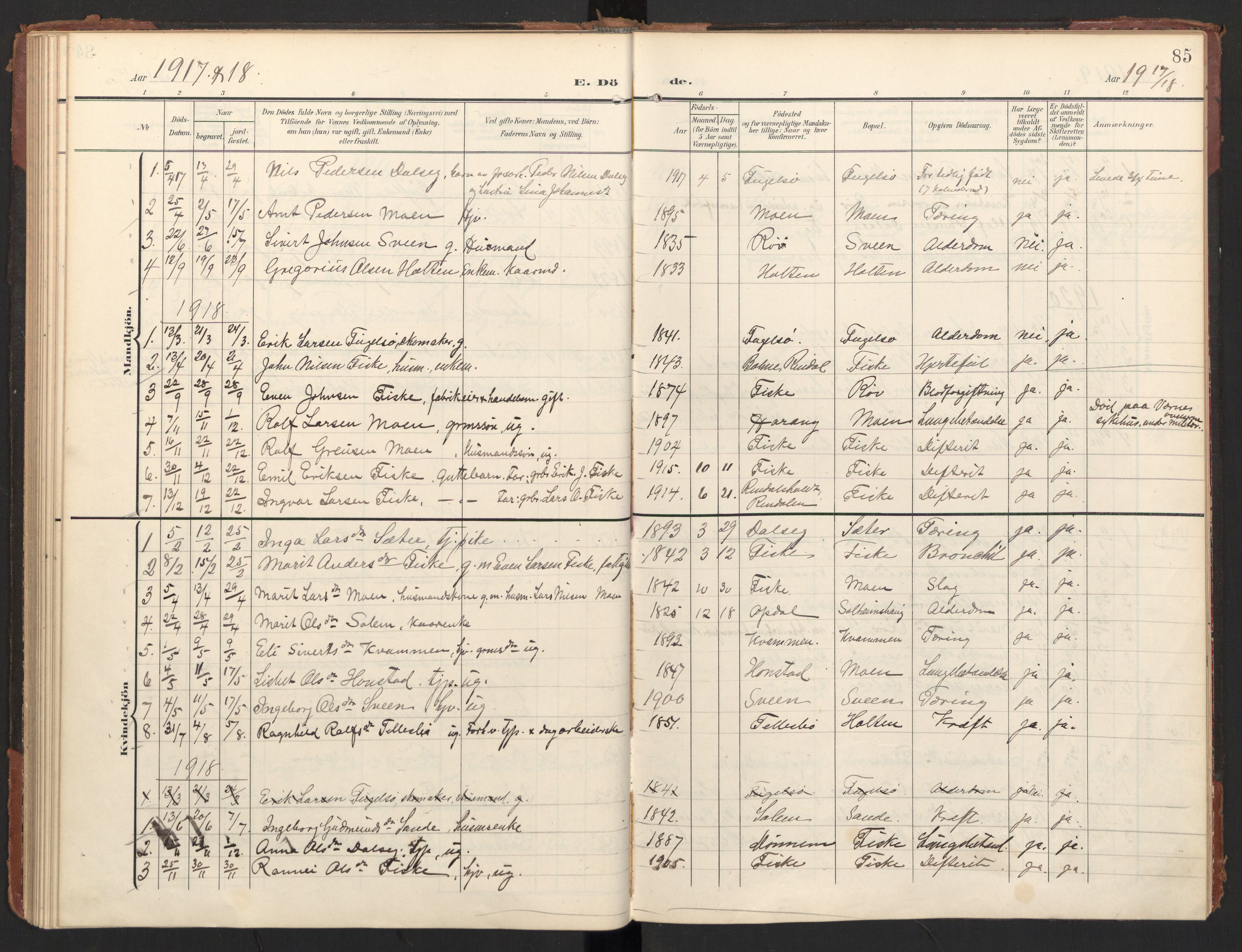 Ministerialprotokoller, klokkerbøker og fødselsregistre - Møre og Romsdal, AV/SAT-A-1454/597/L1063: Ministerialbok nr. 597A02, 1905-1923, s. 85