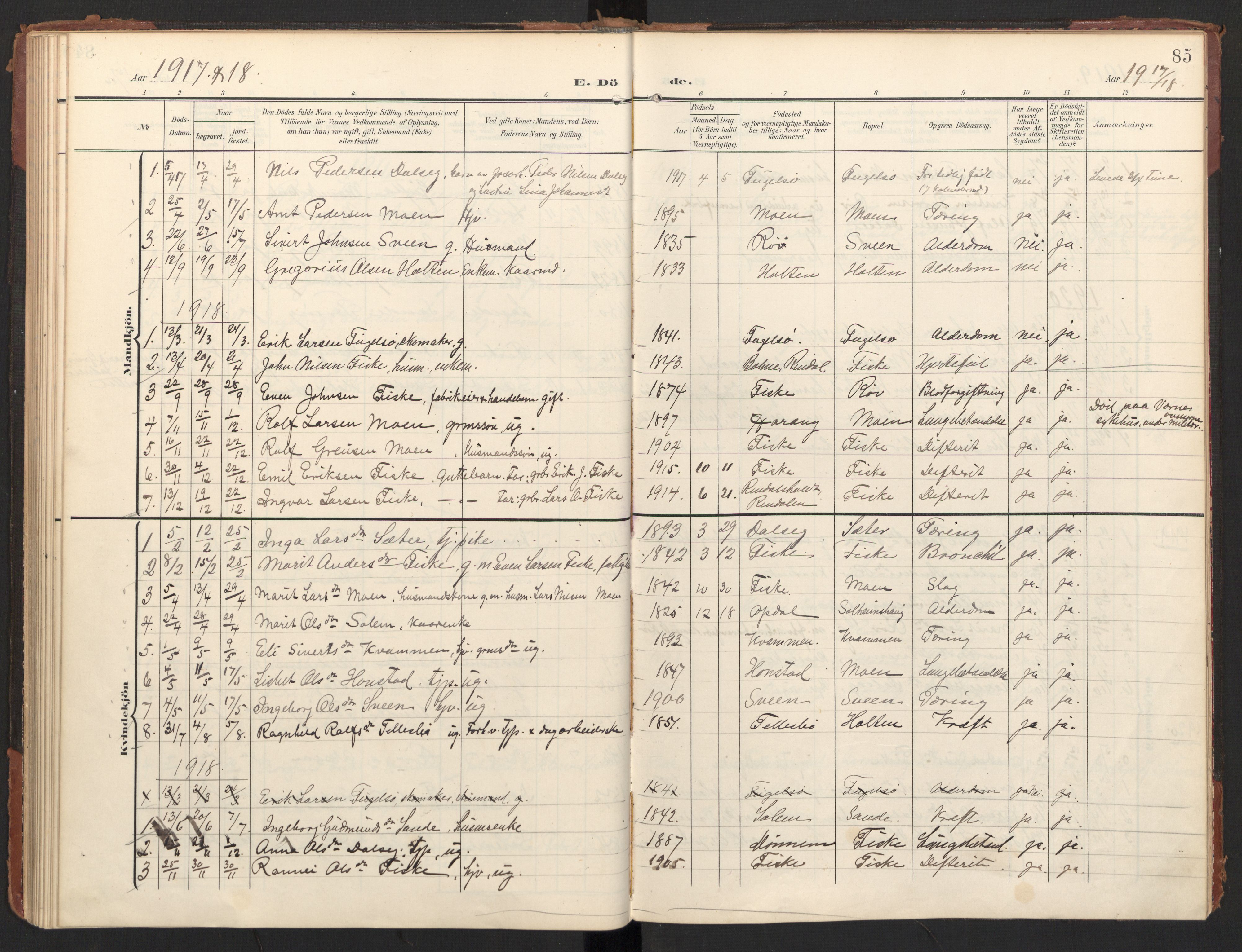 Ministerialprotokoller, klokkerbøker og fødselsregistre - Møre og Romsdal, SAT/A-1454/597/L1063: Ministerialbok nr. 597A02, 1905-1923, s. 85