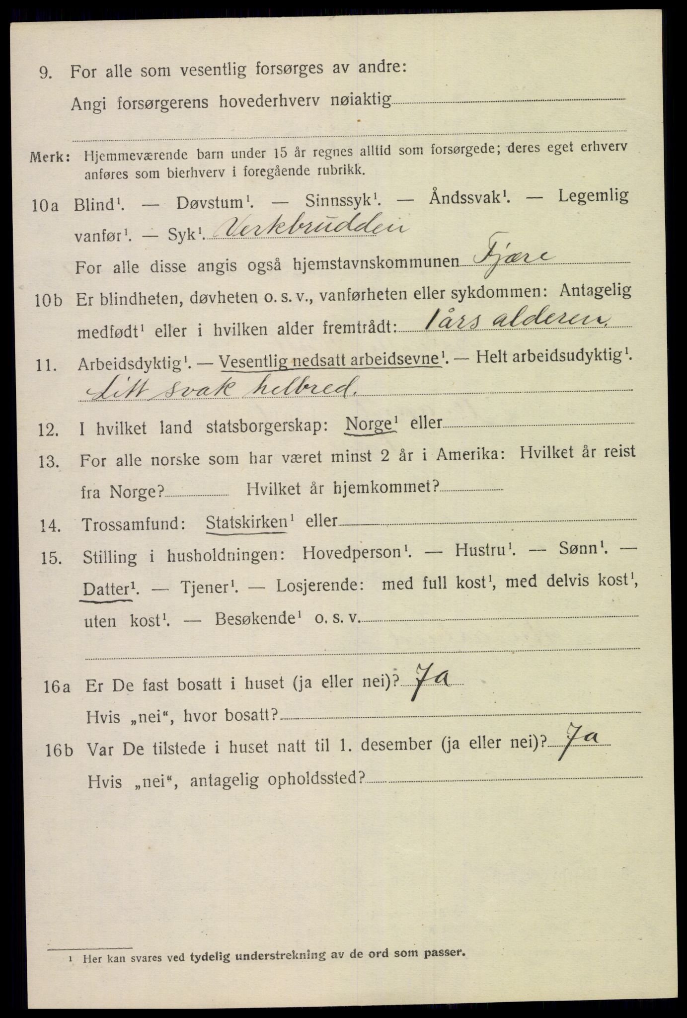 SAK, Folketelling 1920 for 0923 Fjære herred, 1920, s. 11268