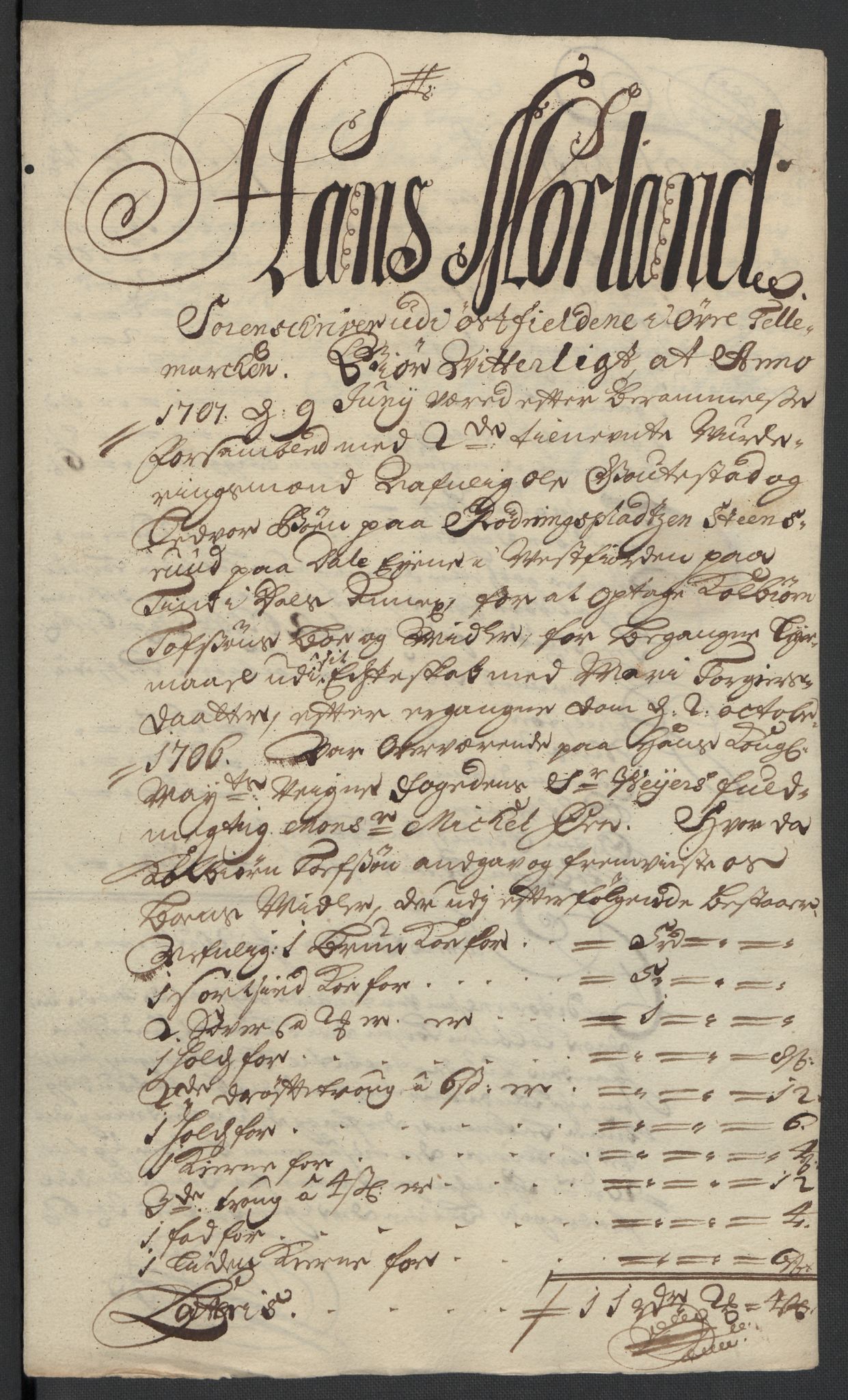 Rentekammeret inntil 1814, Reviderte regnskaper, Fogderegnskap, RA/EA-4092/R36/L2116: Fogderegnskap Øvre og Nedre Telemark og Bamble, 1706-1707, s. 205