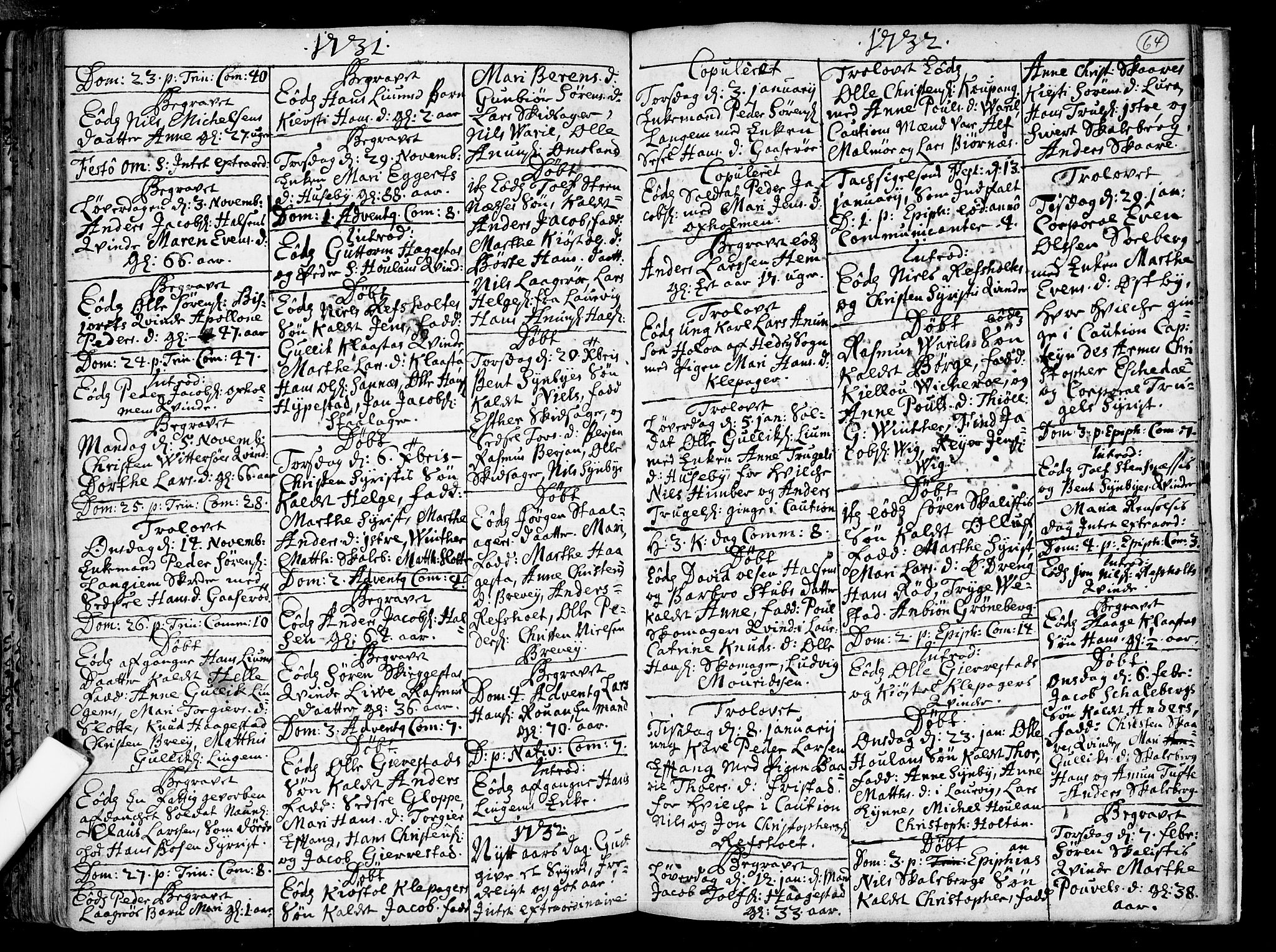 Tjølling kirkebøker, AV/SAKO-A-60/F/Fa/L0002: Ministerialbok nr. 2, 1716-1734, s. 64