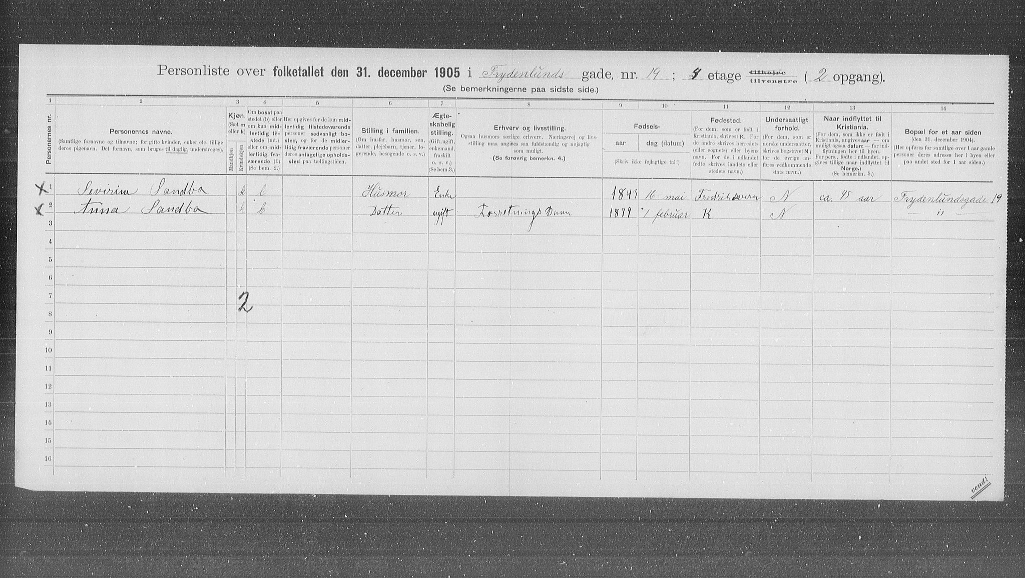 OBA, Kommunal folketelling 31.12.1905 for Kristiania kjøpstad, 1905, s. 14682