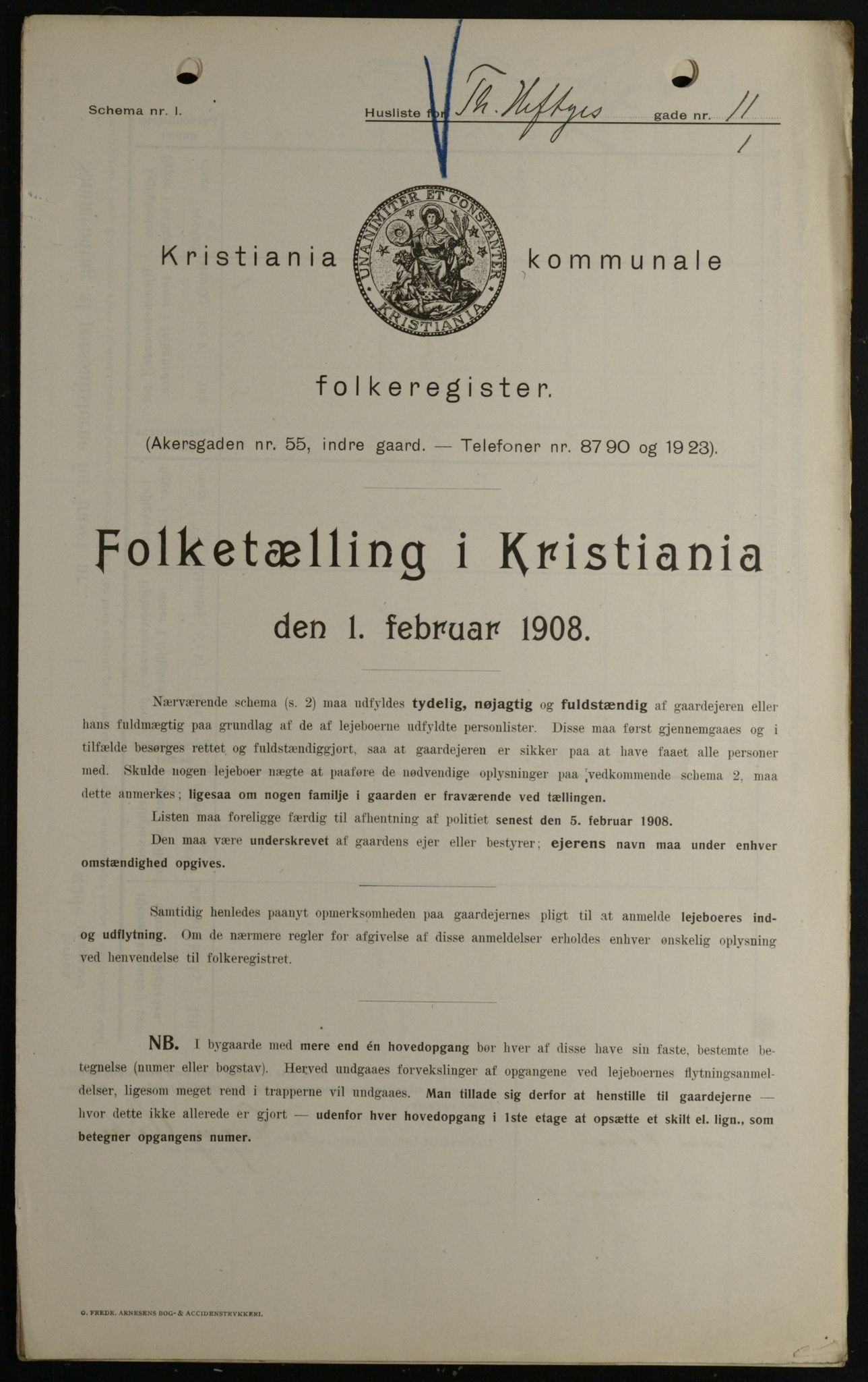 OBA, Kommunal folketelling 1.2.1908 for Kristiania kjøpstad, 1908, s. 97906