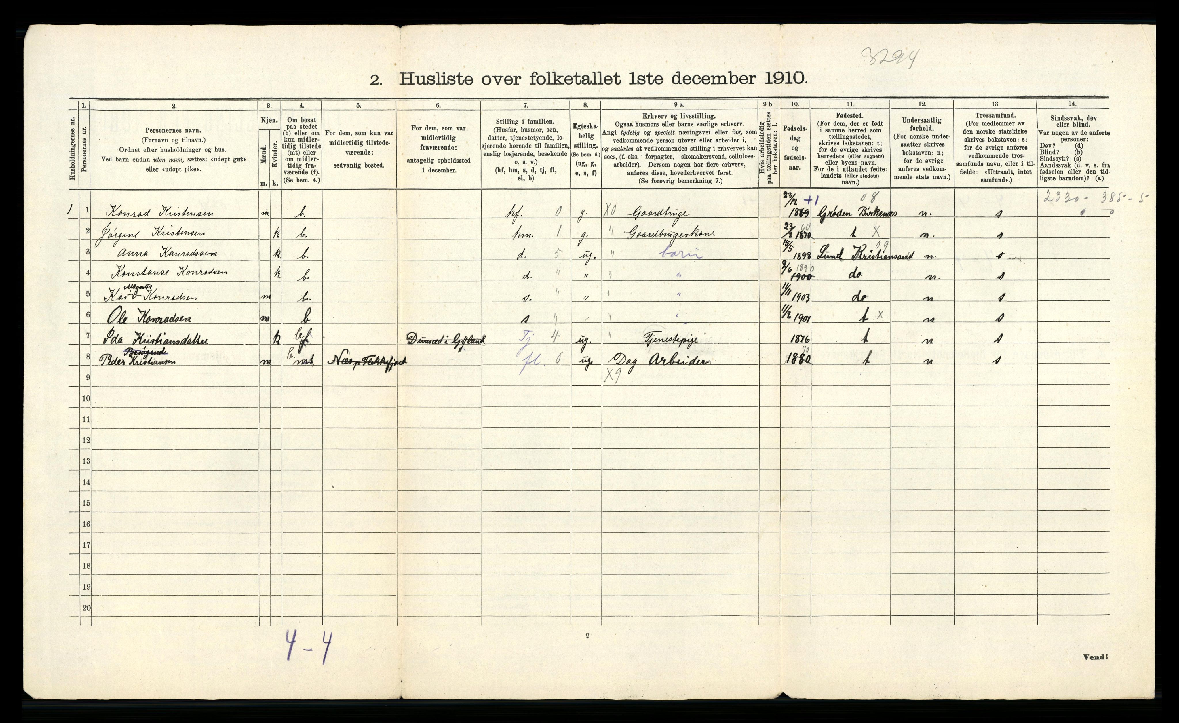 RA, Folketelling 1910 for 1044 Gyland herred, 1910, s. 45