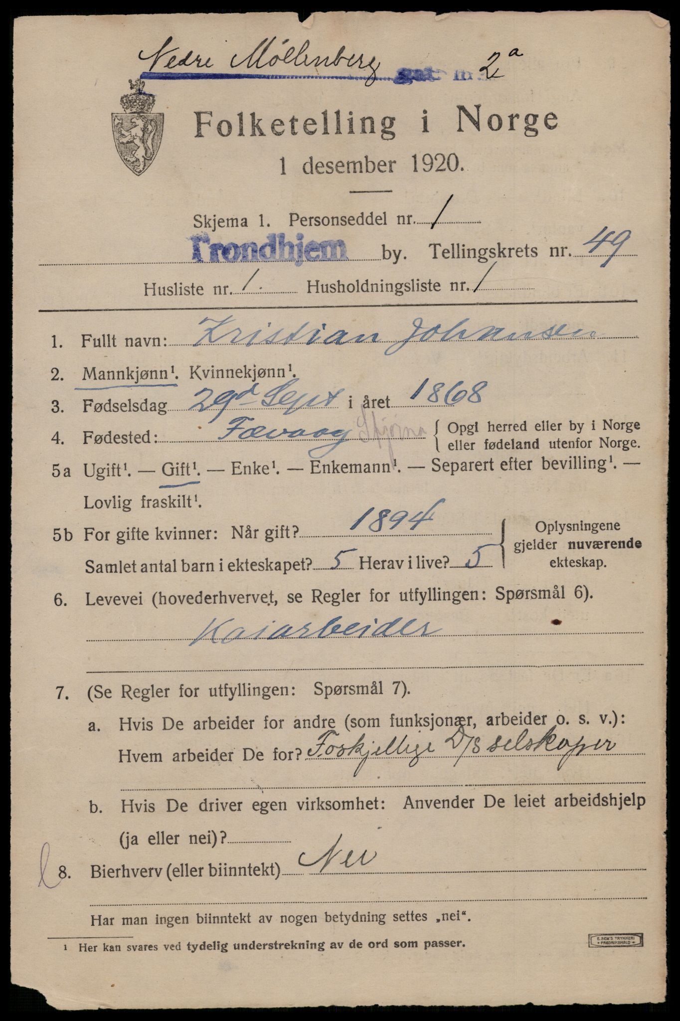 SAT, Folketelling 1920 for 1601 Trondheim kjøpstad, 1920, s. 102388