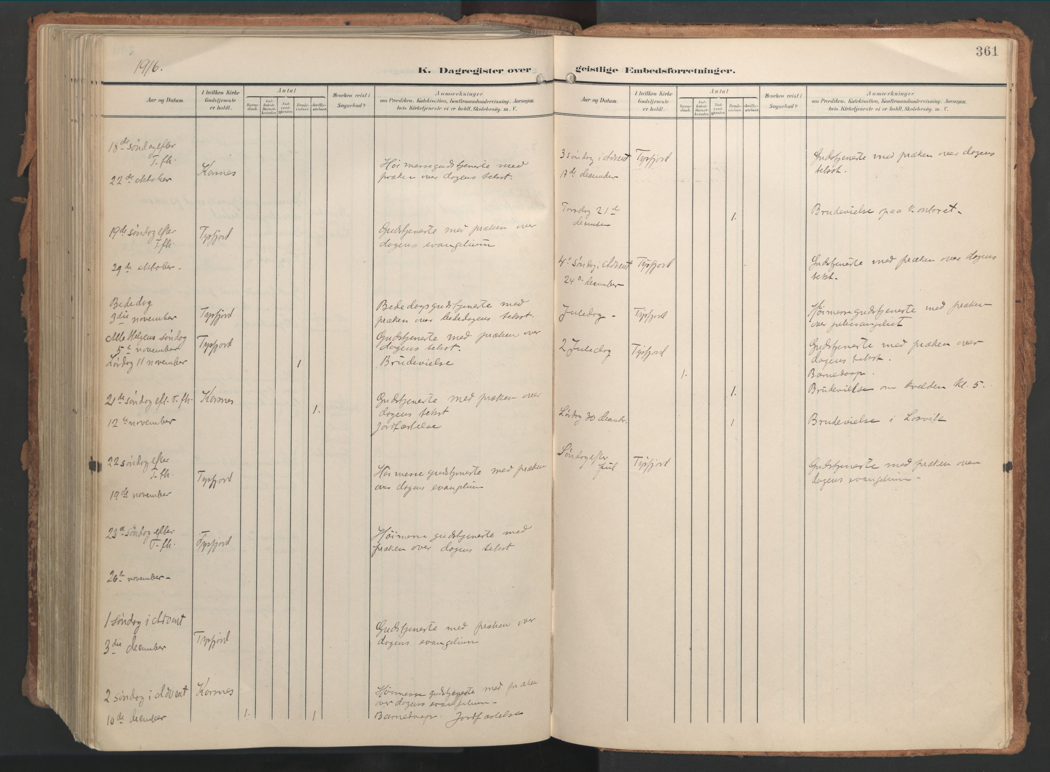 Ministerialprotokoller, klokkerbøker og fødselsregistre - Nordland, AV/SAT-A-1459/861/L0871: Ministerialbok nr. 861A06, 1903-1916, s. 361