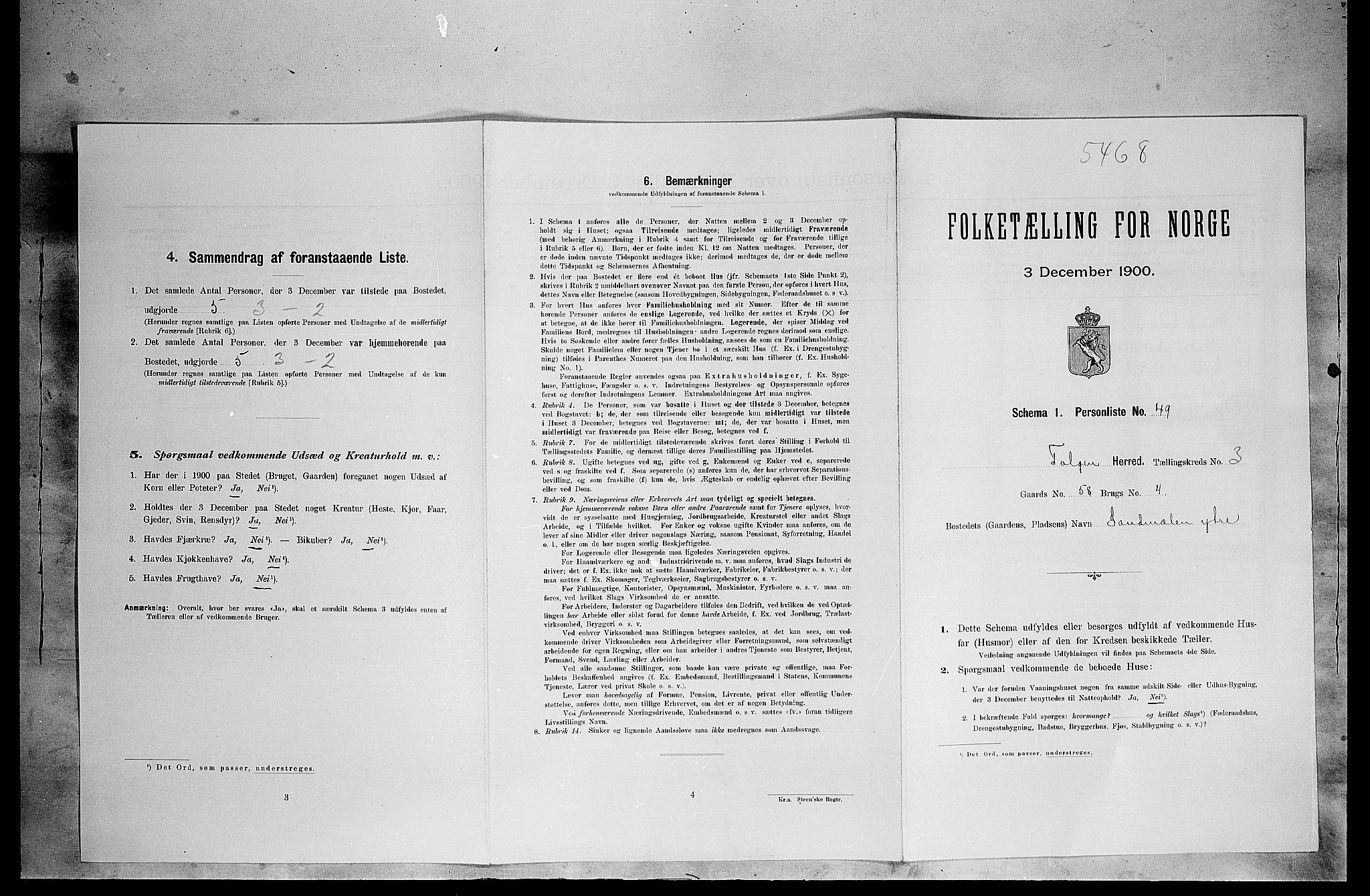 SAH, Folketelling 1900 for 0436 Tolga herred, 1900, s. 390