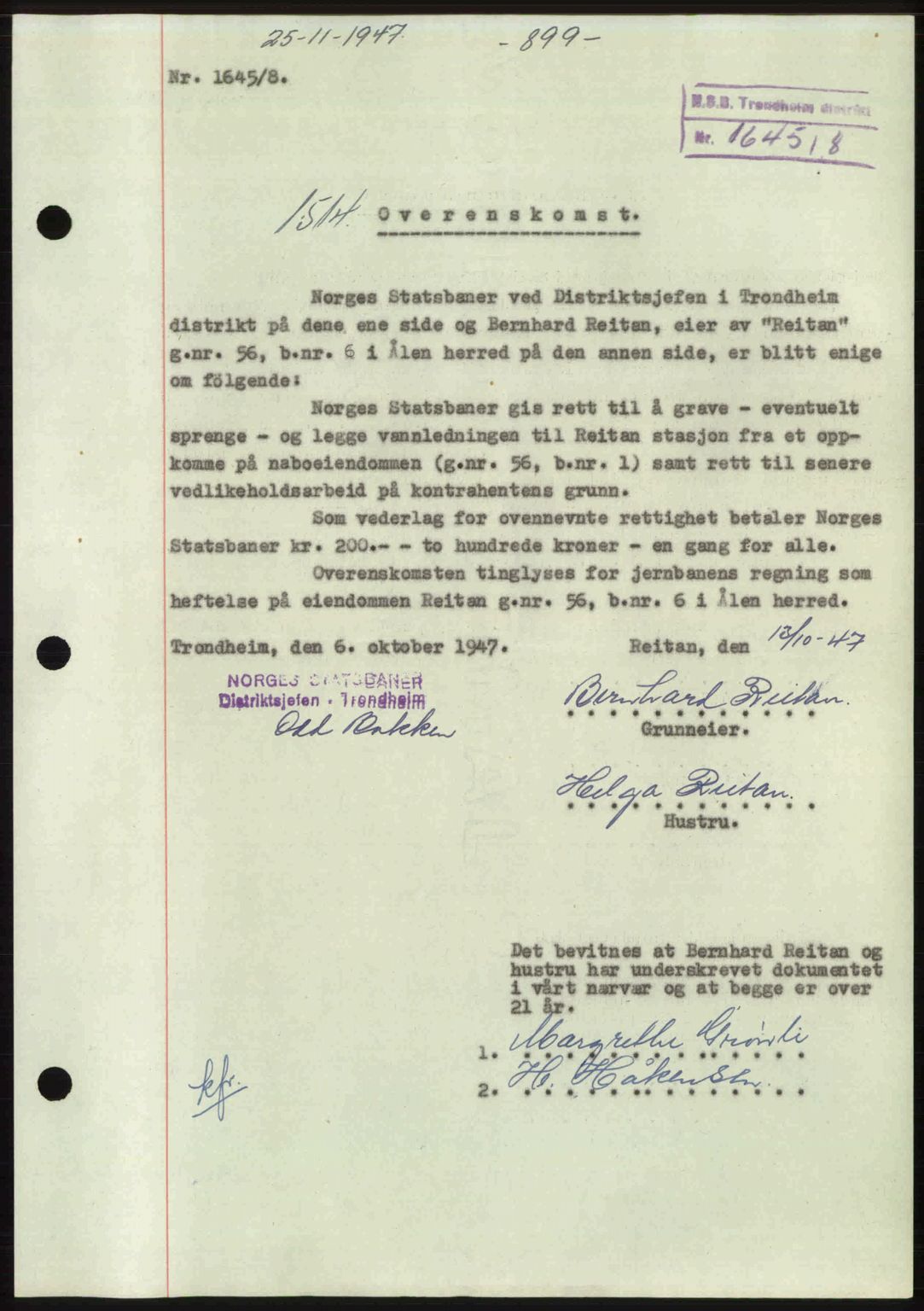 Gauldal sorenskriveri, SAT/A-0014/1/2/2C: Pantebok nr. A5, 1947-1948, Dagboknr: 1514/1947