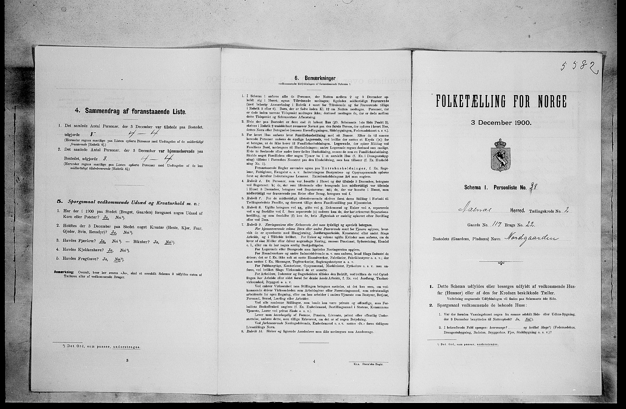 SAH, Folketelling 1900 for 0425 Åsnes herred, 1900, s. 327