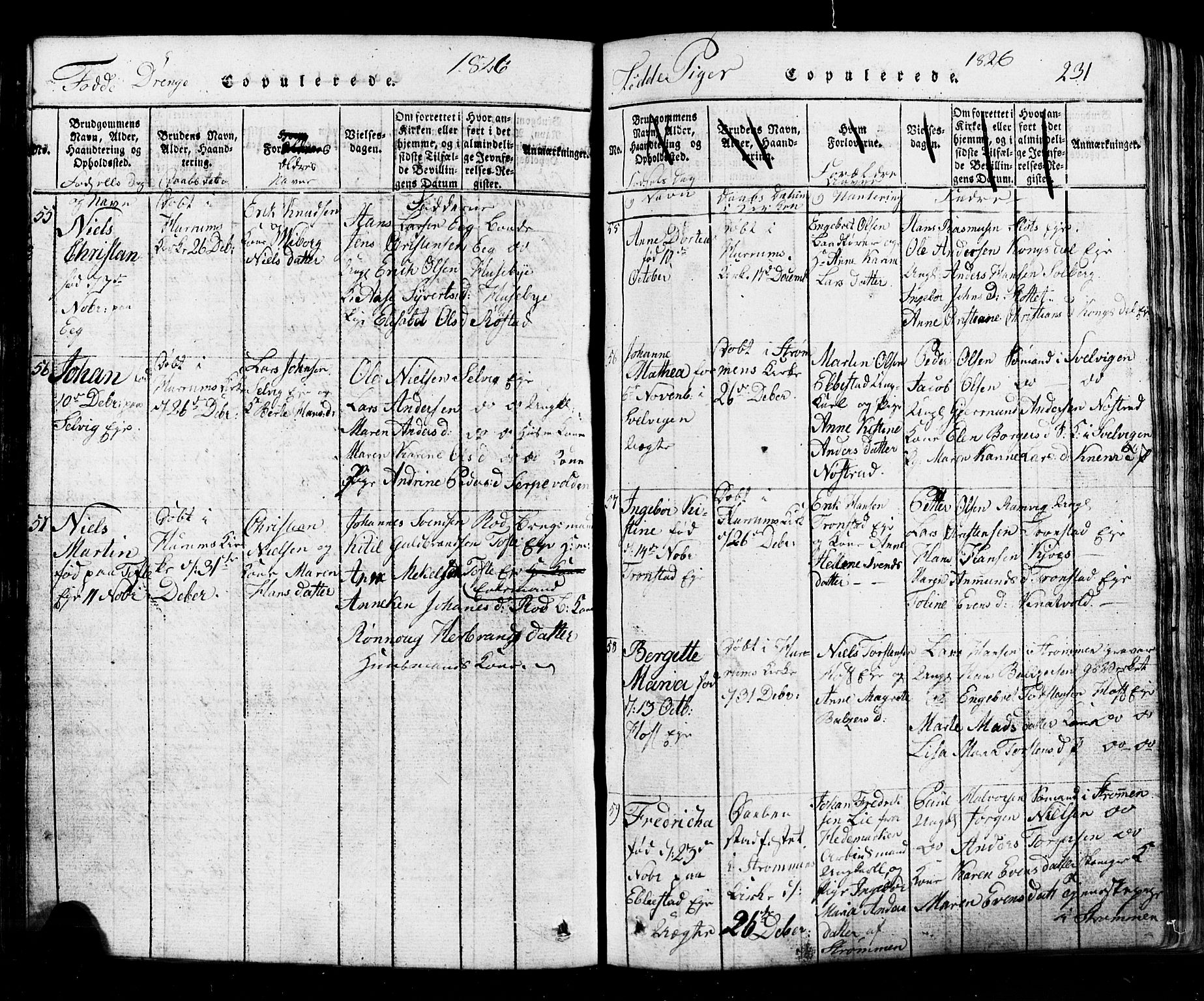 Hurum kirkebøker, AV/SAKO-A-229/G/Ga/L0001: Klokkerbok nr. I 1, 1816-1826, s. 231