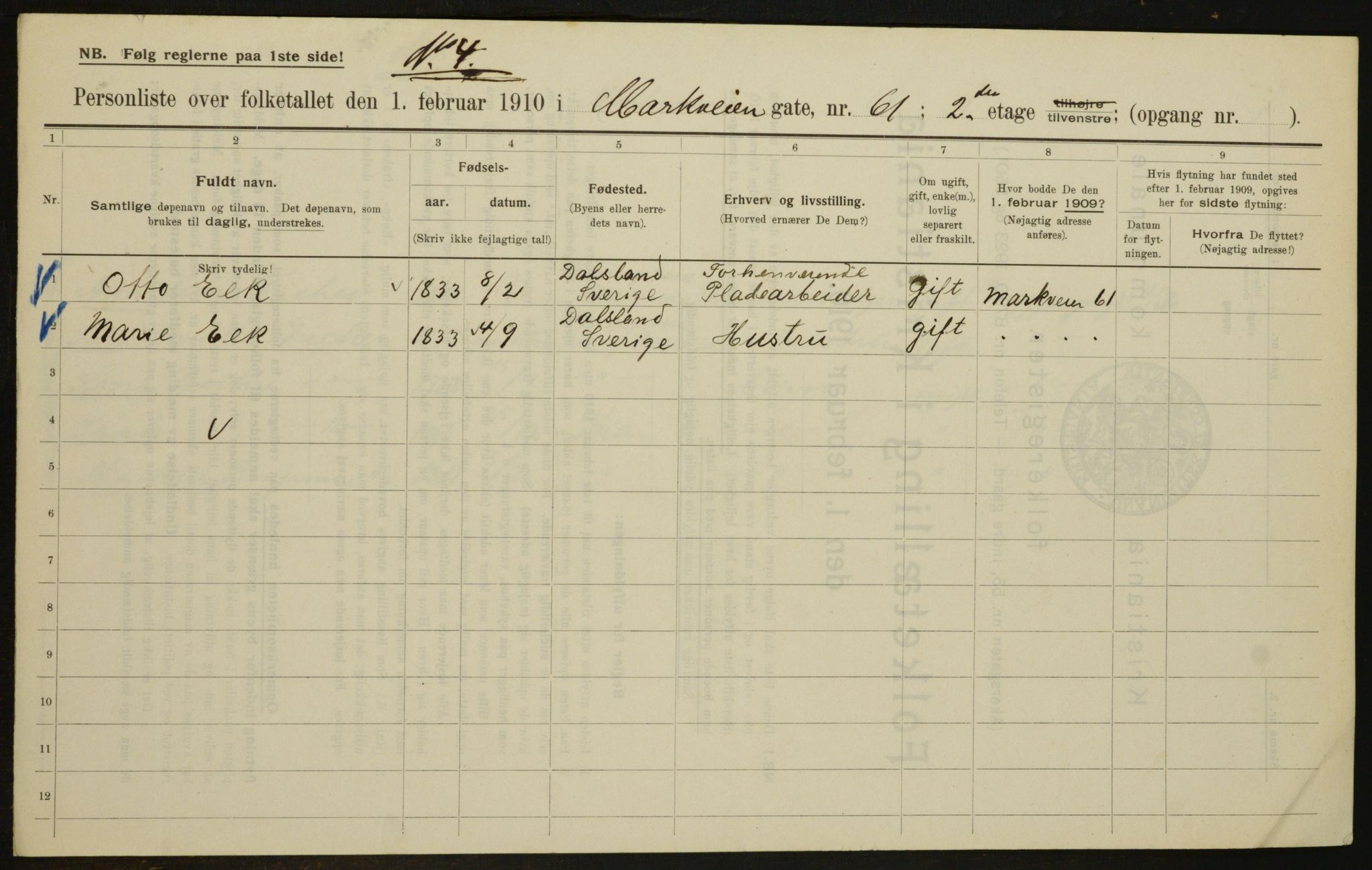 OBA, Kommunal folketelling 1.2.1910 for Kristiania, 1910, s. 62314