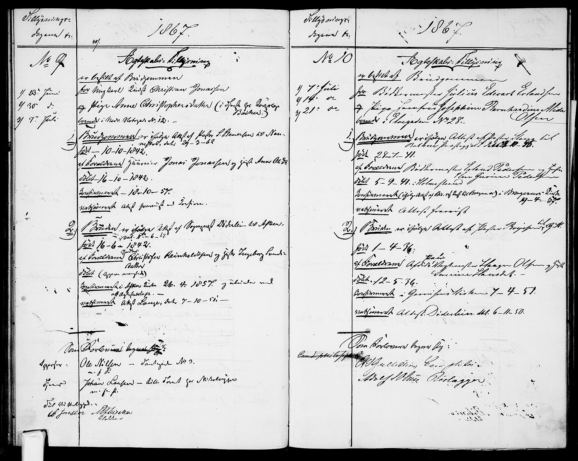 Garnisonsmenigheten Kirkebøker, AV/SAO-A-10846/H/Ha/L0006: Lysningsprotokoll nr. I 6, 1856-1872