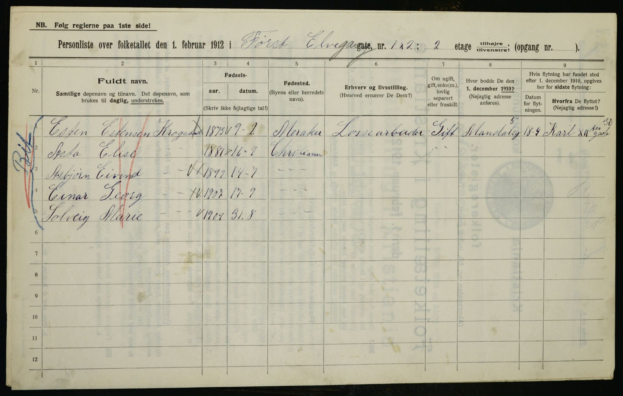 OBA, Kommunal folketelling 1.2.1912 for Kristiania, 1912, s. 20819