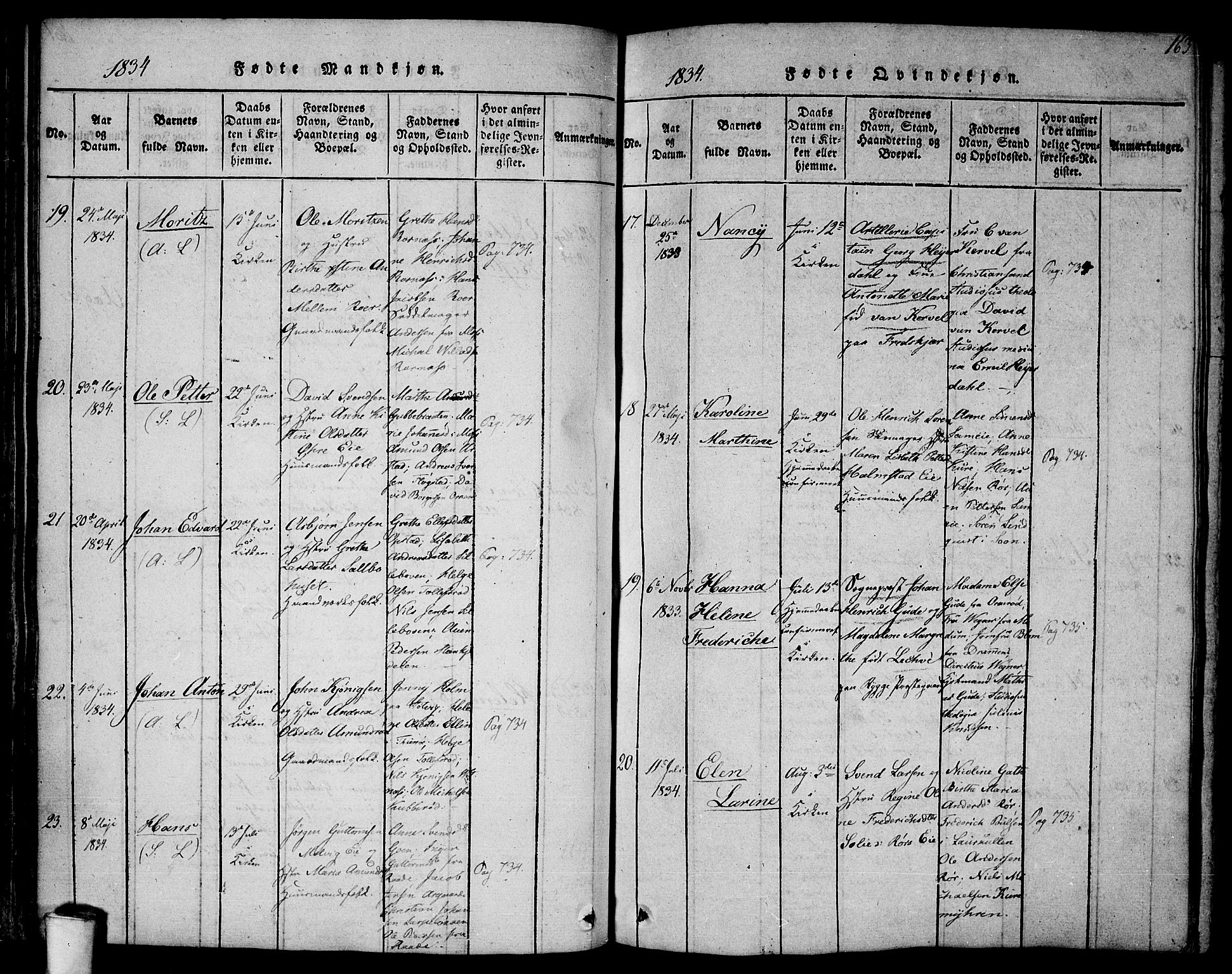 Rygge prestekontor Kirkebøker, AV/SAO-A-10084b/F/Fa/L0003: Ministerialbok nr. 3, 1814-1836, s. 162-163