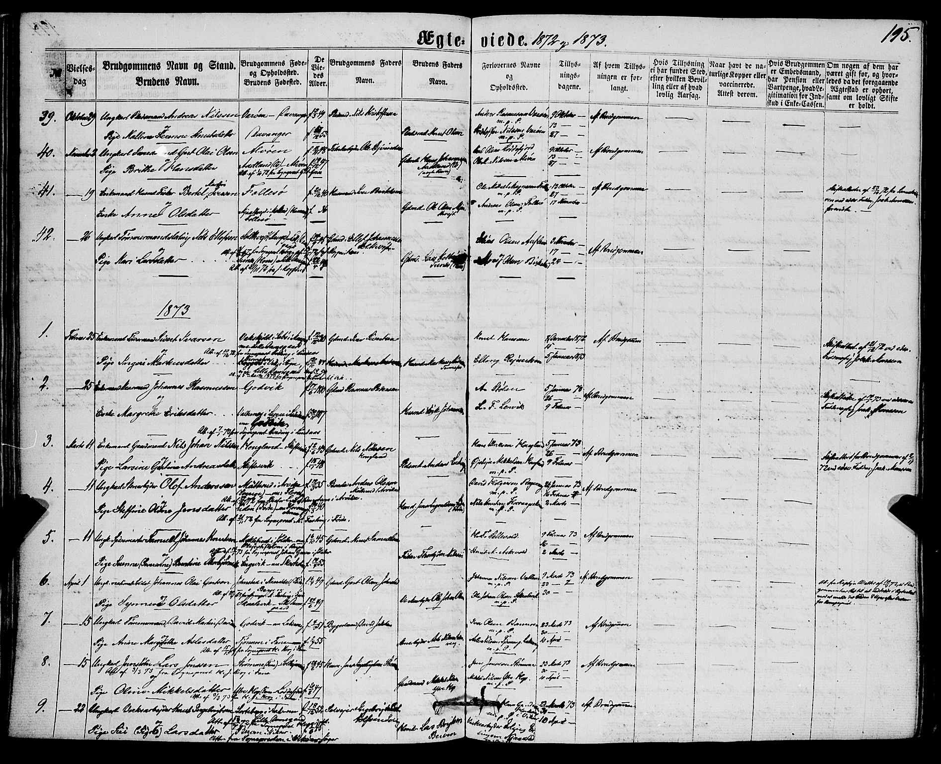 Askøy Sokneprestembete, AV/SAB-A-74101/H/Ha/Haa/Haaa/L0009: Ministerialbok nr. A 9, 1863-1877, s. 195